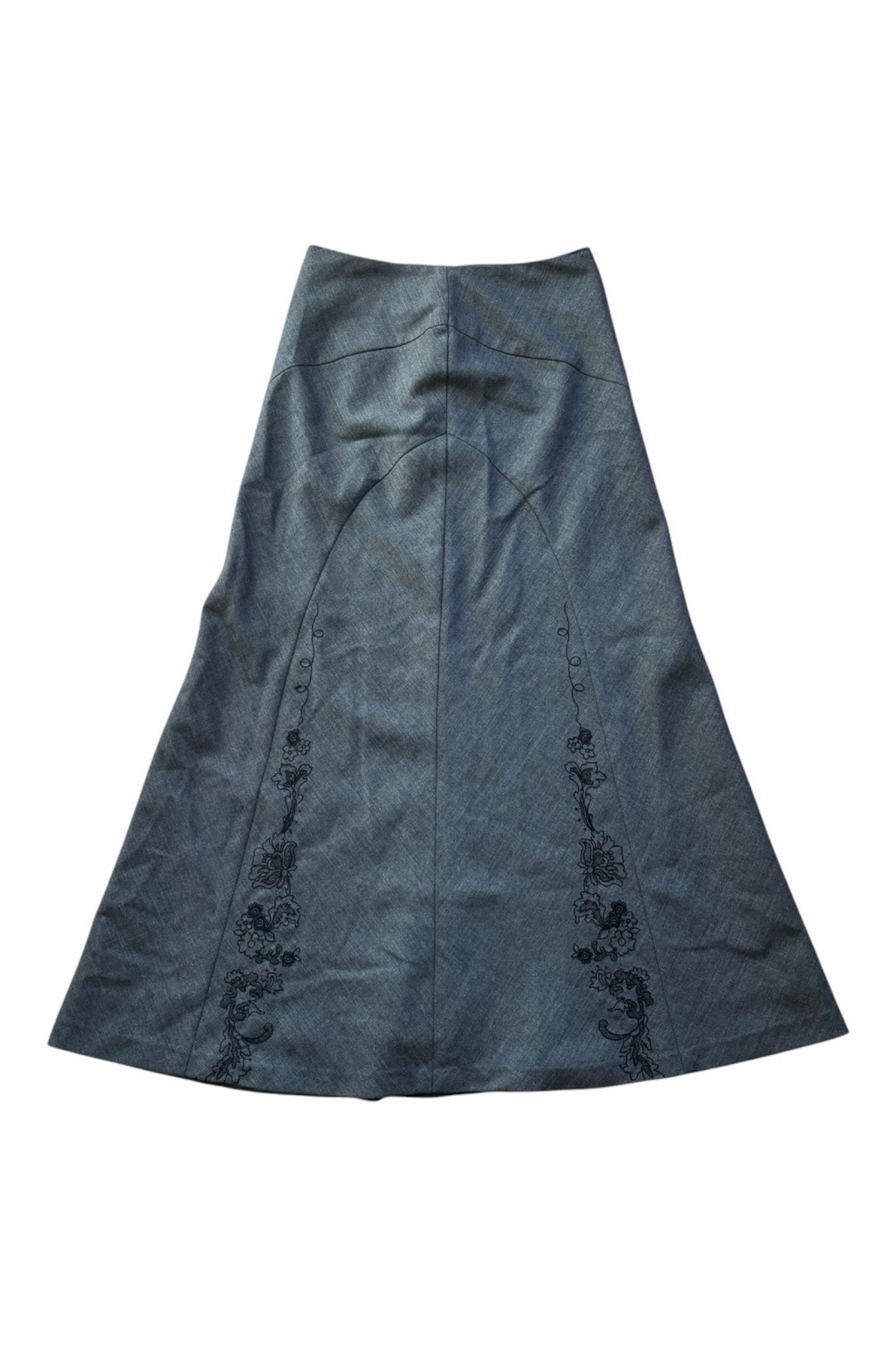 Laura Ashley Grey Floral Embroidered Skirt UK 8