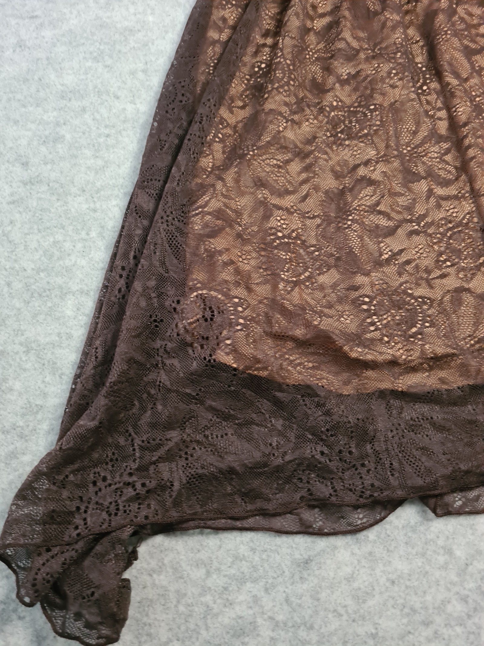 Vicki Martin Dress Brown Lace Overlay Size 1 UK 8 Y2K image 2