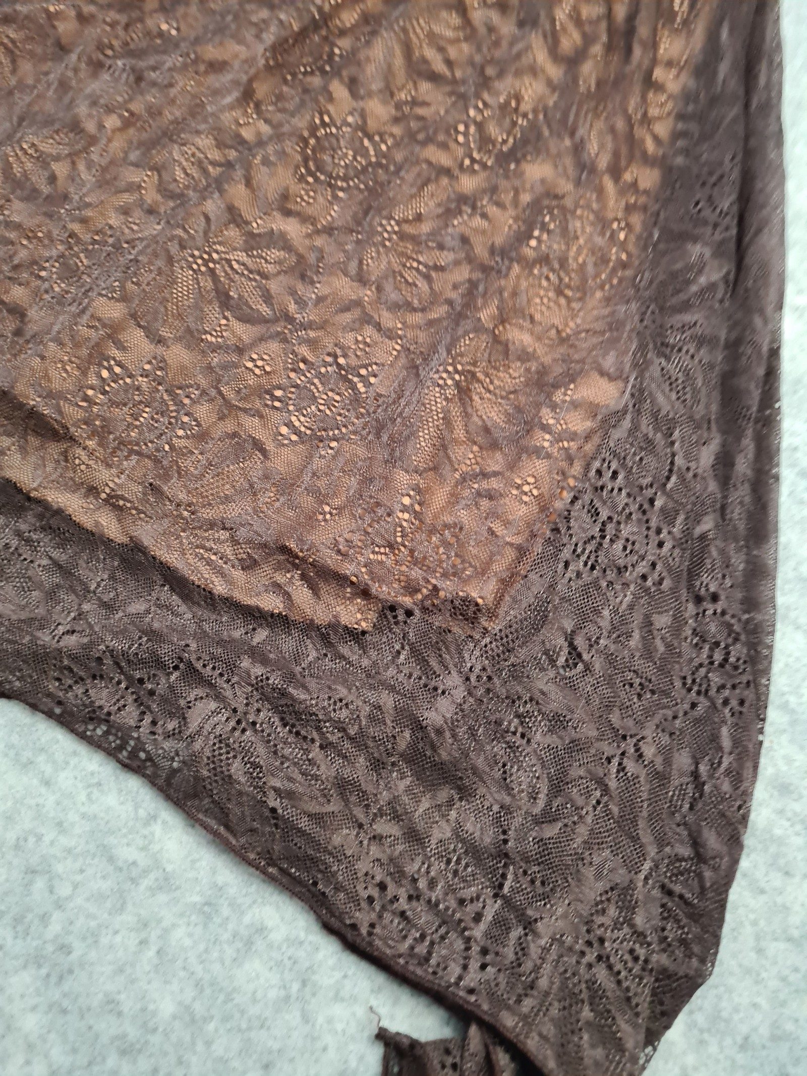 Vicki Martin Dress Brown Lace Overlay Size 1 UK 8 Y2K image 3