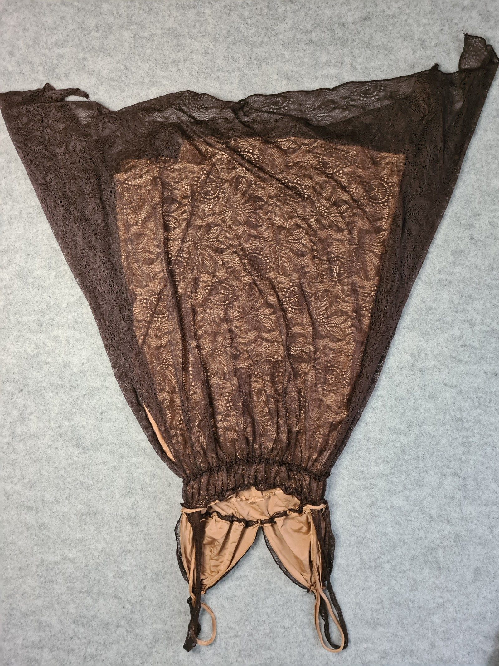 Vicki Martin Dress Brown Lace Overlay Size 1 UK 8 Y2K image 7