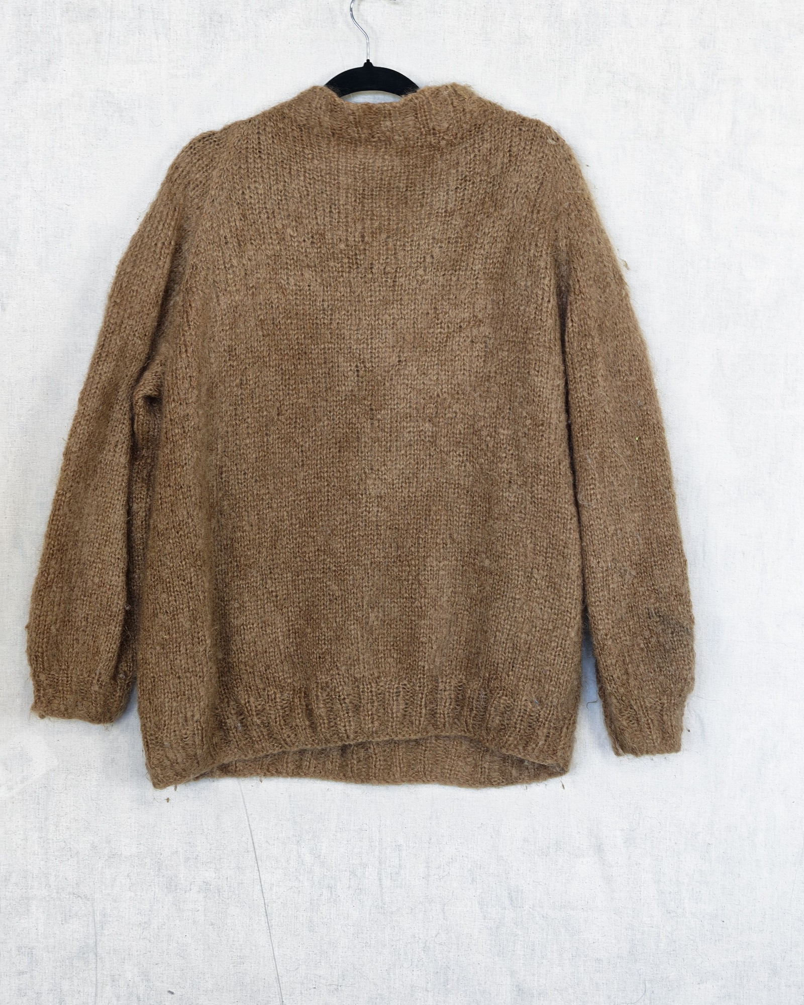 Brown Cable Knit Mohair Blend Sweater Medium Relaxed Fit image 2
