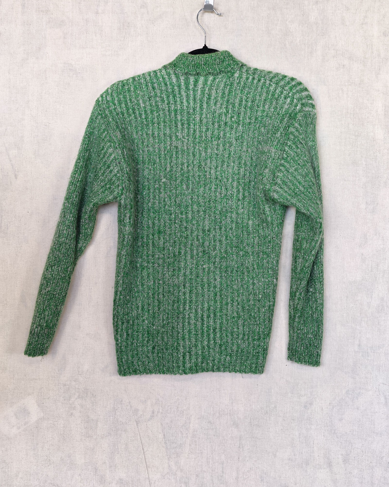 Nagpal Green & White Wool Blend Ribbed Cardigan Medium image 2