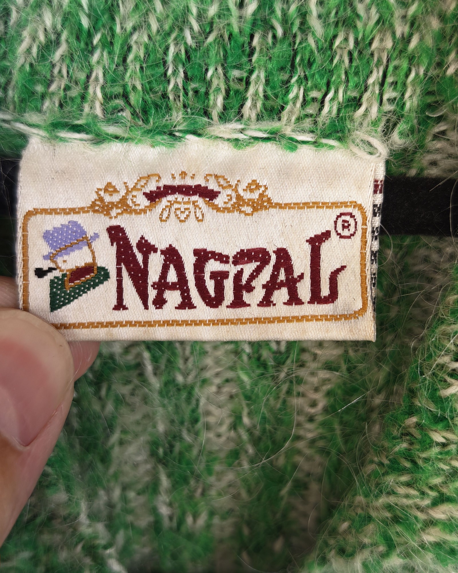Nagpal Green & White Wool Blend Ribbed Cardigan Medium image 3