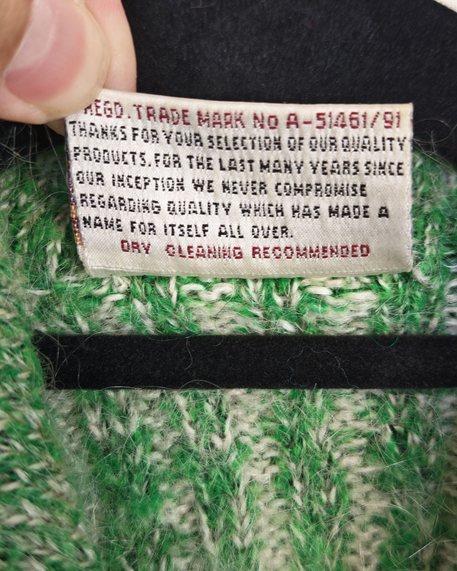 Nagpal Green & White Wool Blend Ribbed Cardigan Medium image 4