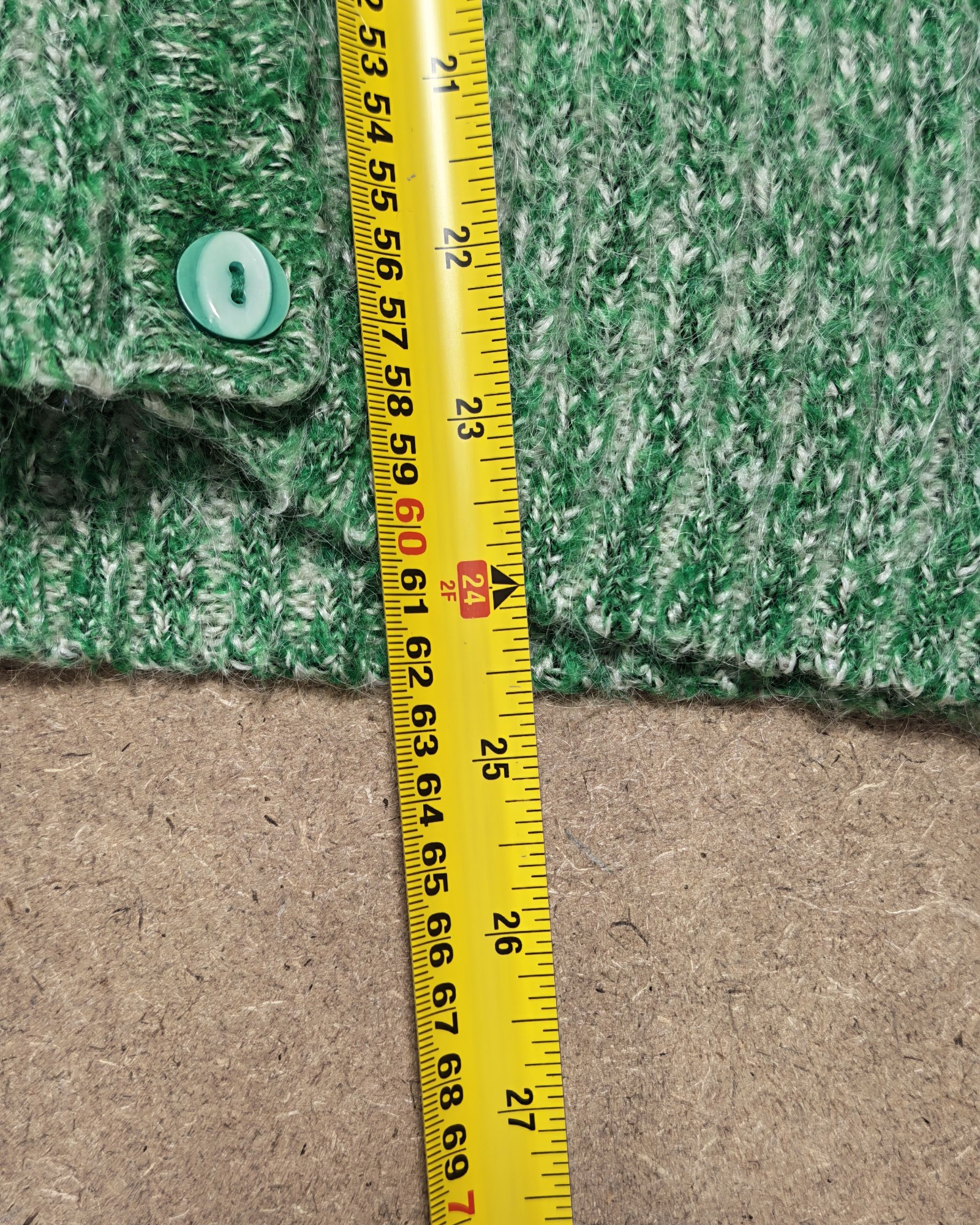 Nagpal Green & White Wool Blend Ribbed Cardigan Medium image 6
