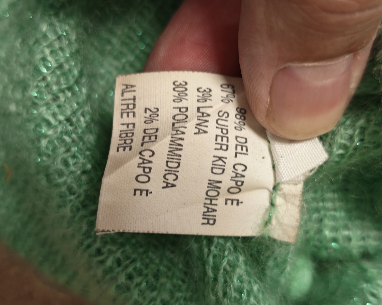 Green Mohair Wool Blend Button Cardigan Large Womens image 4
