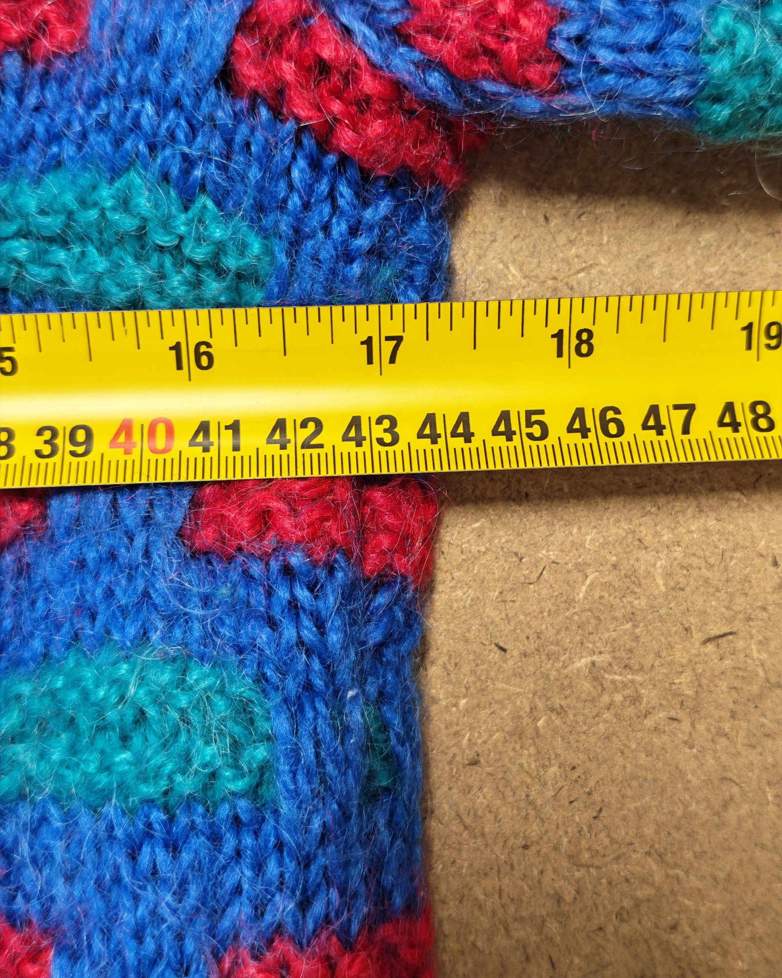Blue Red & Green Patterned Women’s Knitted Sweater Medium image 3