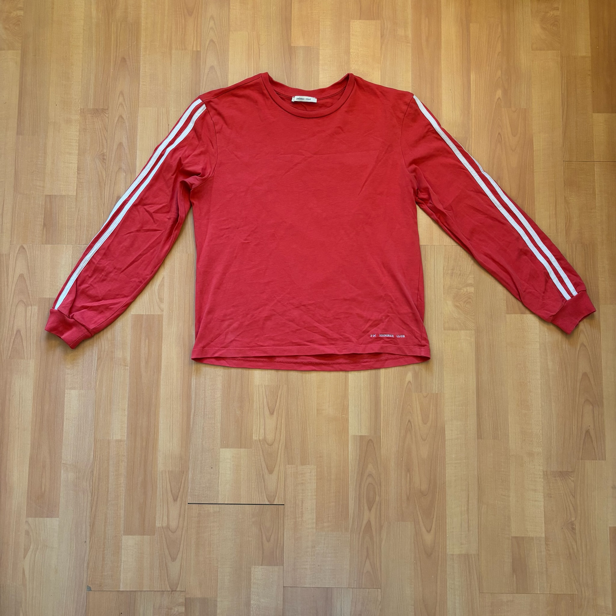 Paloma Wool Women's Red Long Sleeve Striped Cotton T-Shirt M