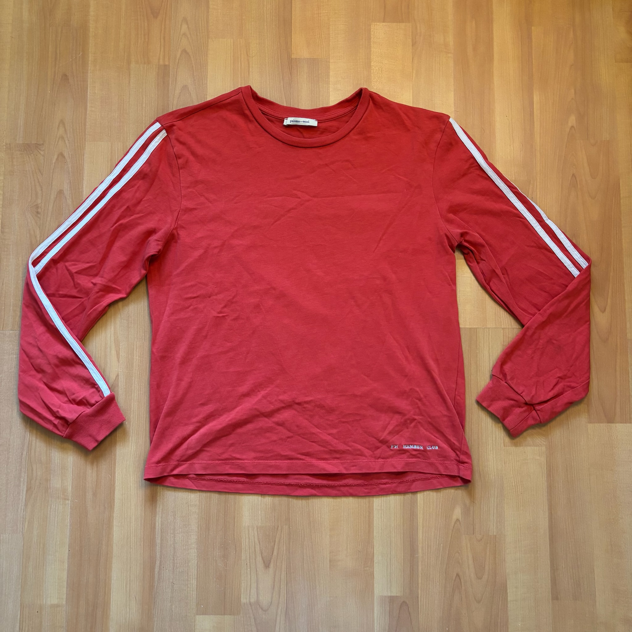 Paloma Wool Women's Red Long Sleeve Striped Cotton T-Shirt M image 2