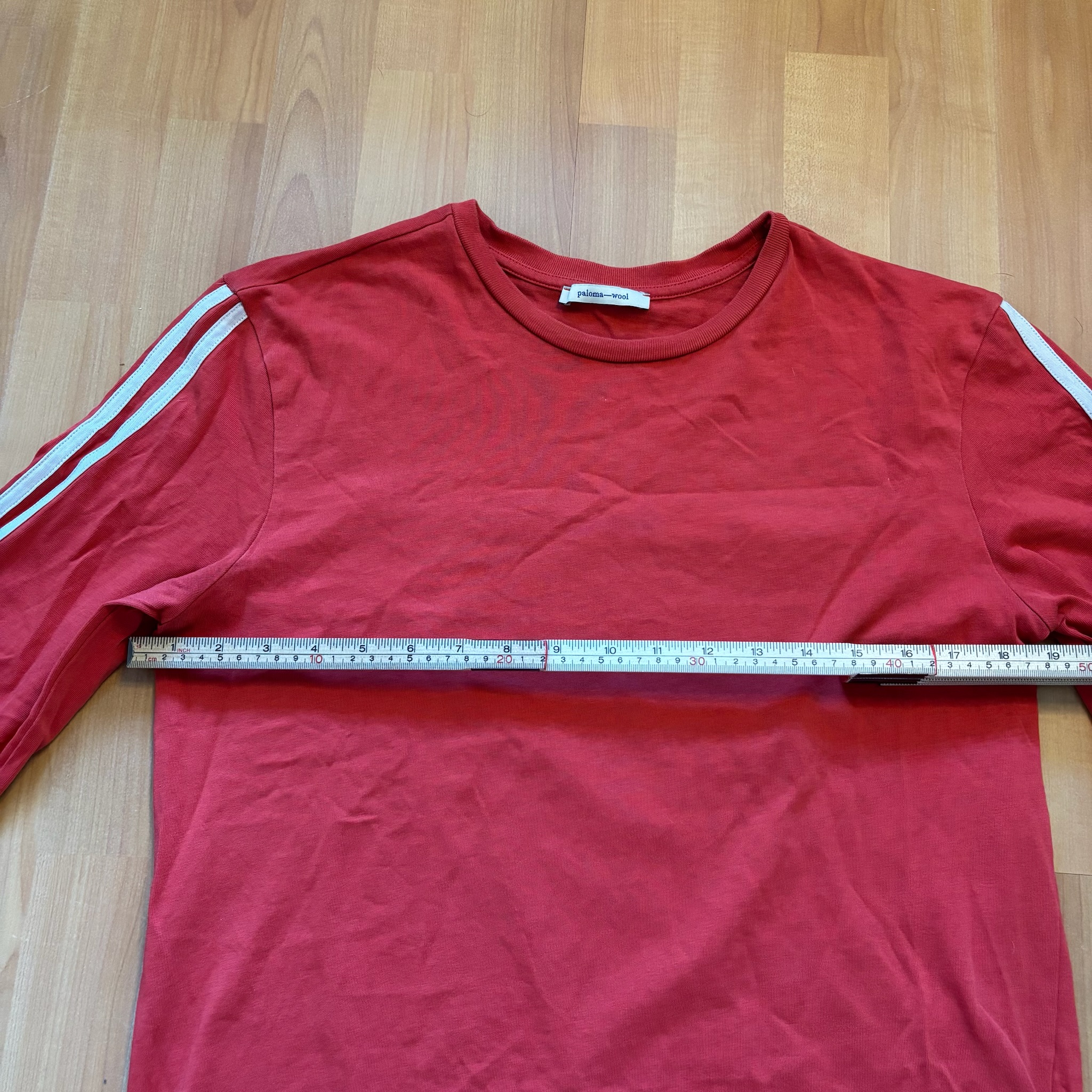 Paloma Wool Women's Red Long Sleeve Striped Cotton T-Shirt M image 8
