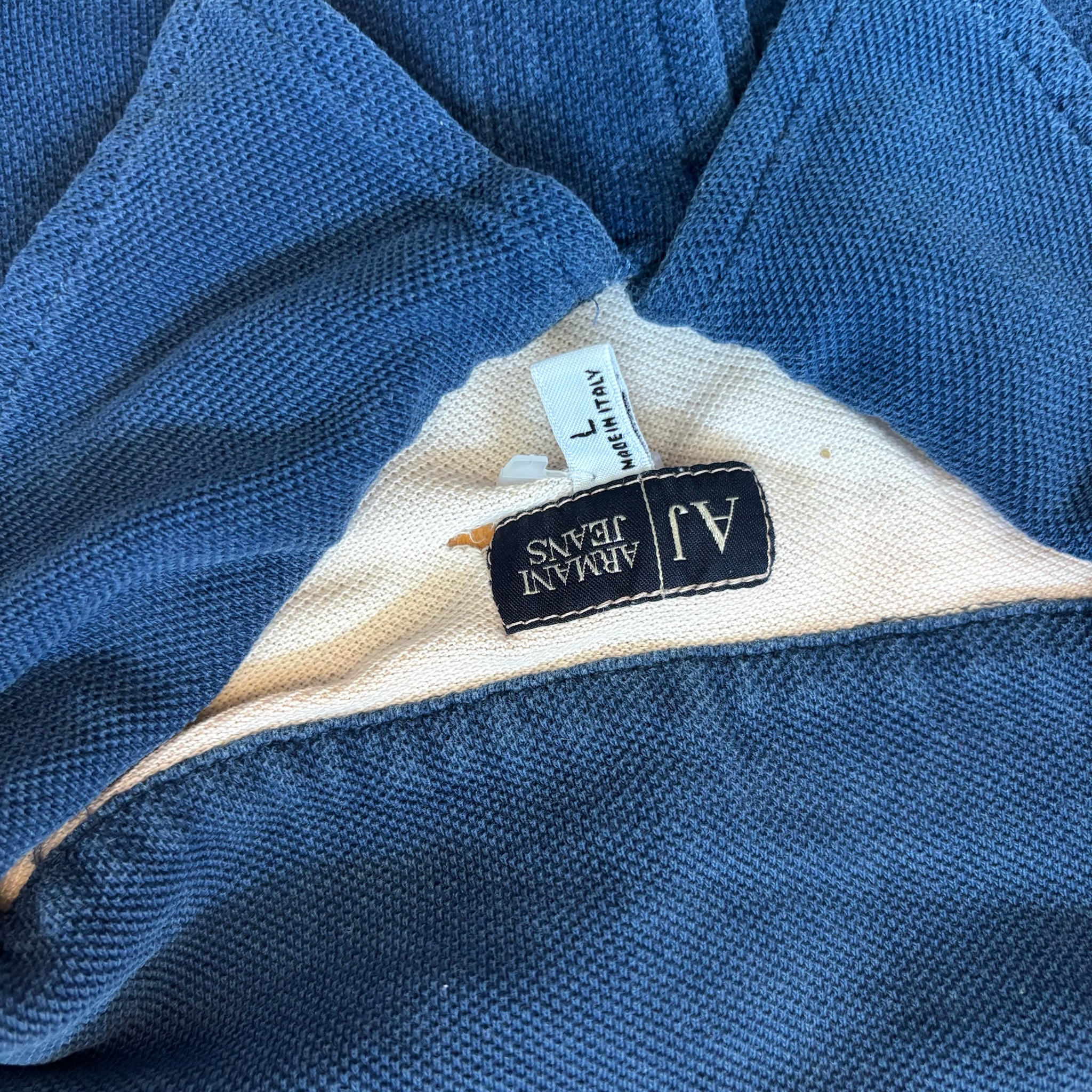Armani Jeans Blue & White Polo Shirt Large Chest Pocket image 3