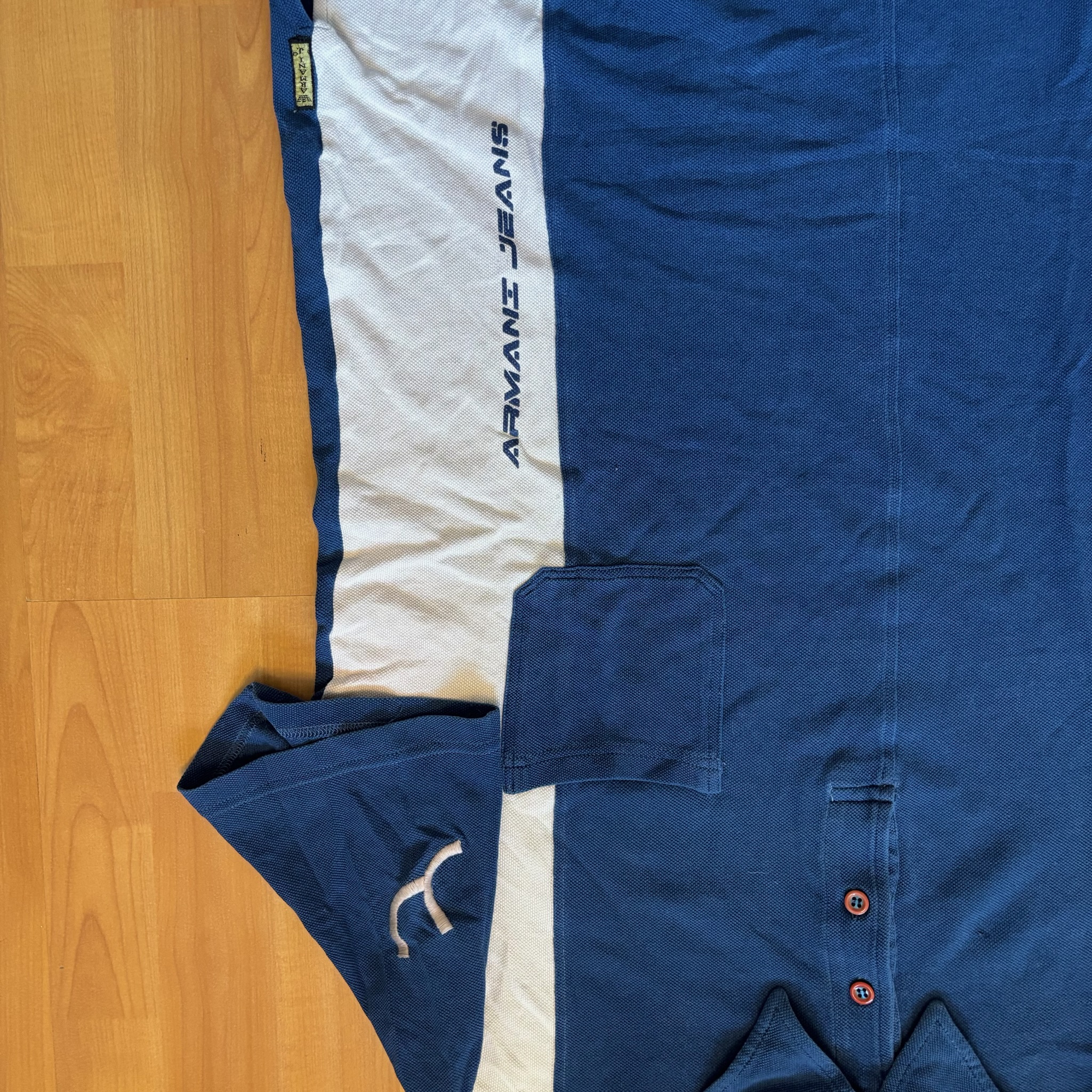 Armani Jeans Blue & White Polo Shirt Large Chest Pocket image 4