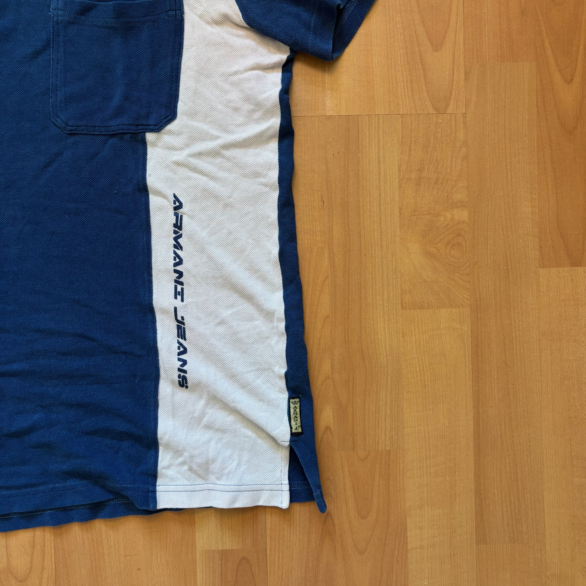 Armani Jeans Blue & White Polo Shirt Large Chest Pocket image 5