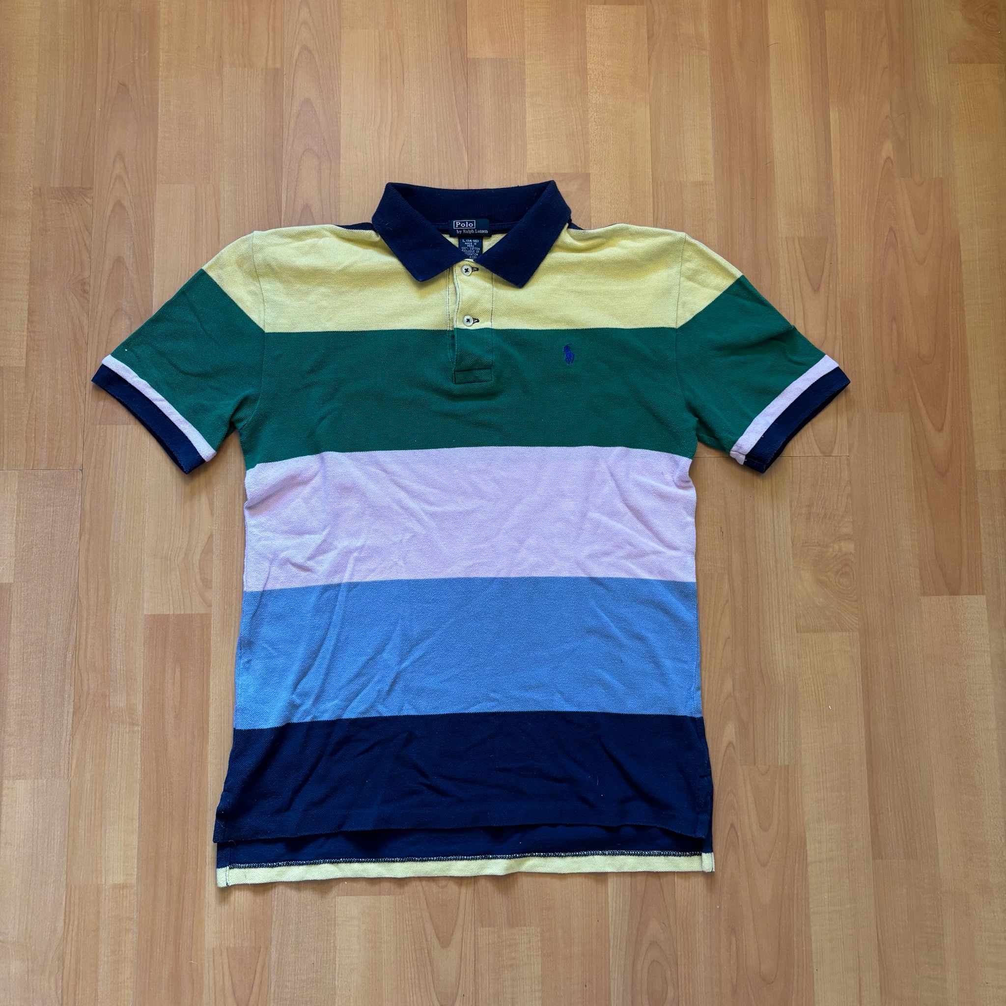 Polo Ralph Lauren Multi Colour Stripe Cotton Polo Shirt Large