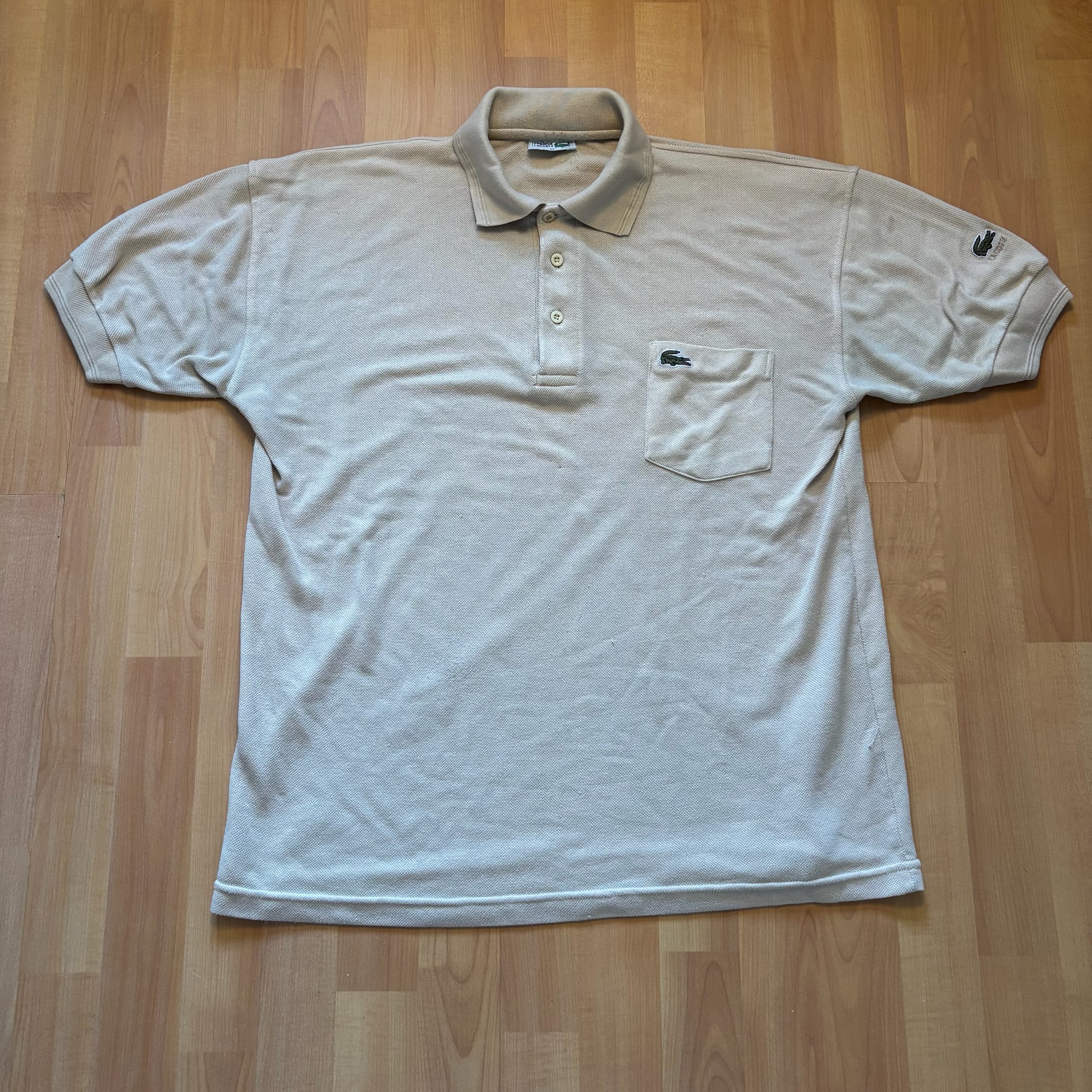 Lacoste Beige Polo Shirt XL with Chest Pocket & Sleeve Logo