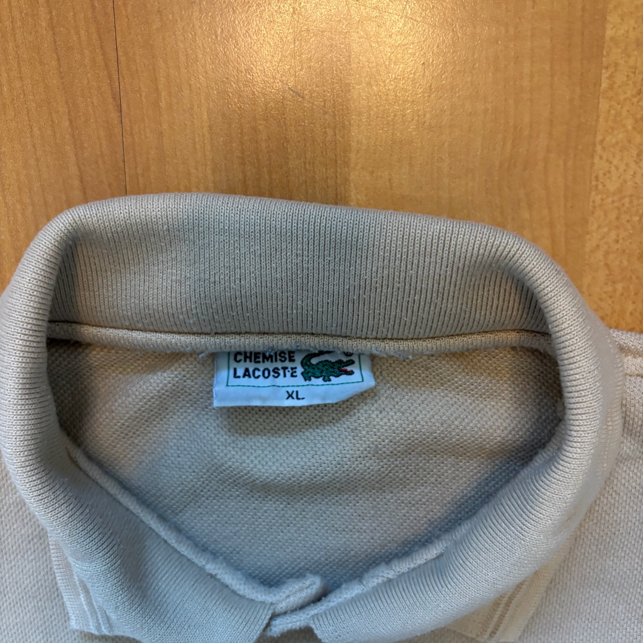 Lacoste Beige Polo Shirt XL with Chest Pocket & Sleeve Logo image 3