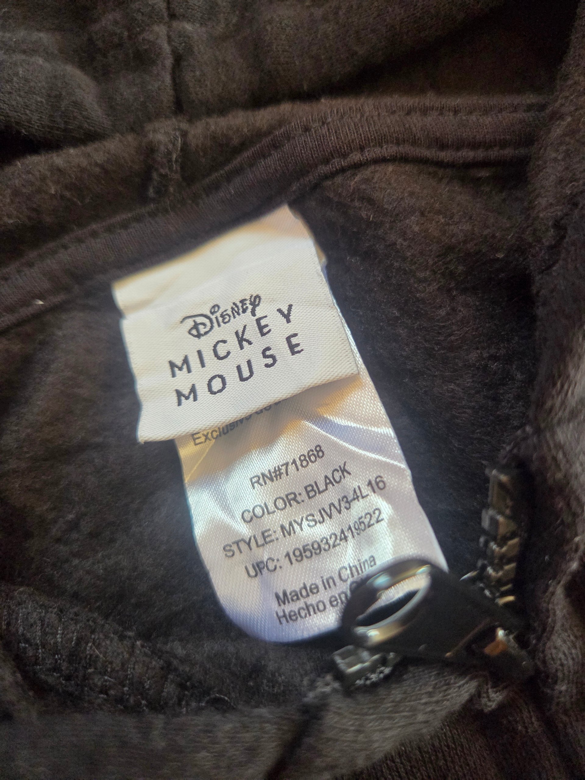 Disney Mickey & Minnie Mouse Embroidered Patch Black Zip Hoodie Size L image 6