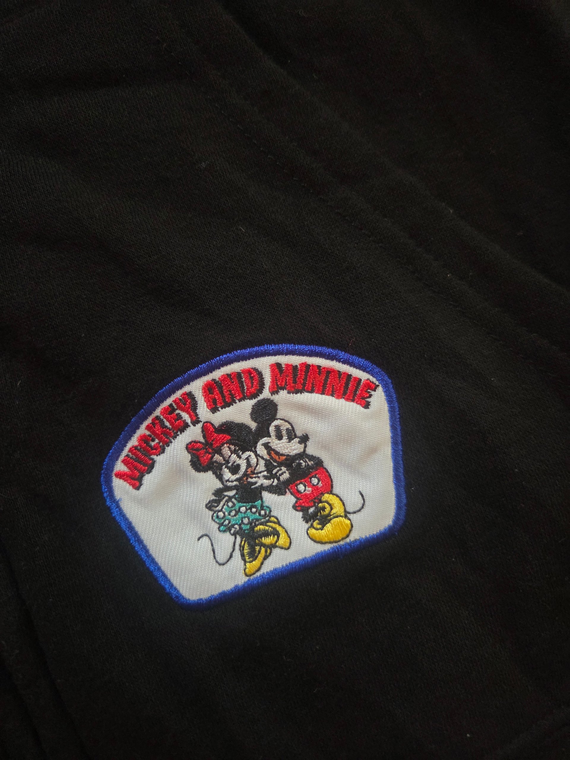 Disney Mickey & Minnie Mouse Embroidered Patch Black Zip Hoodie Size L image 9