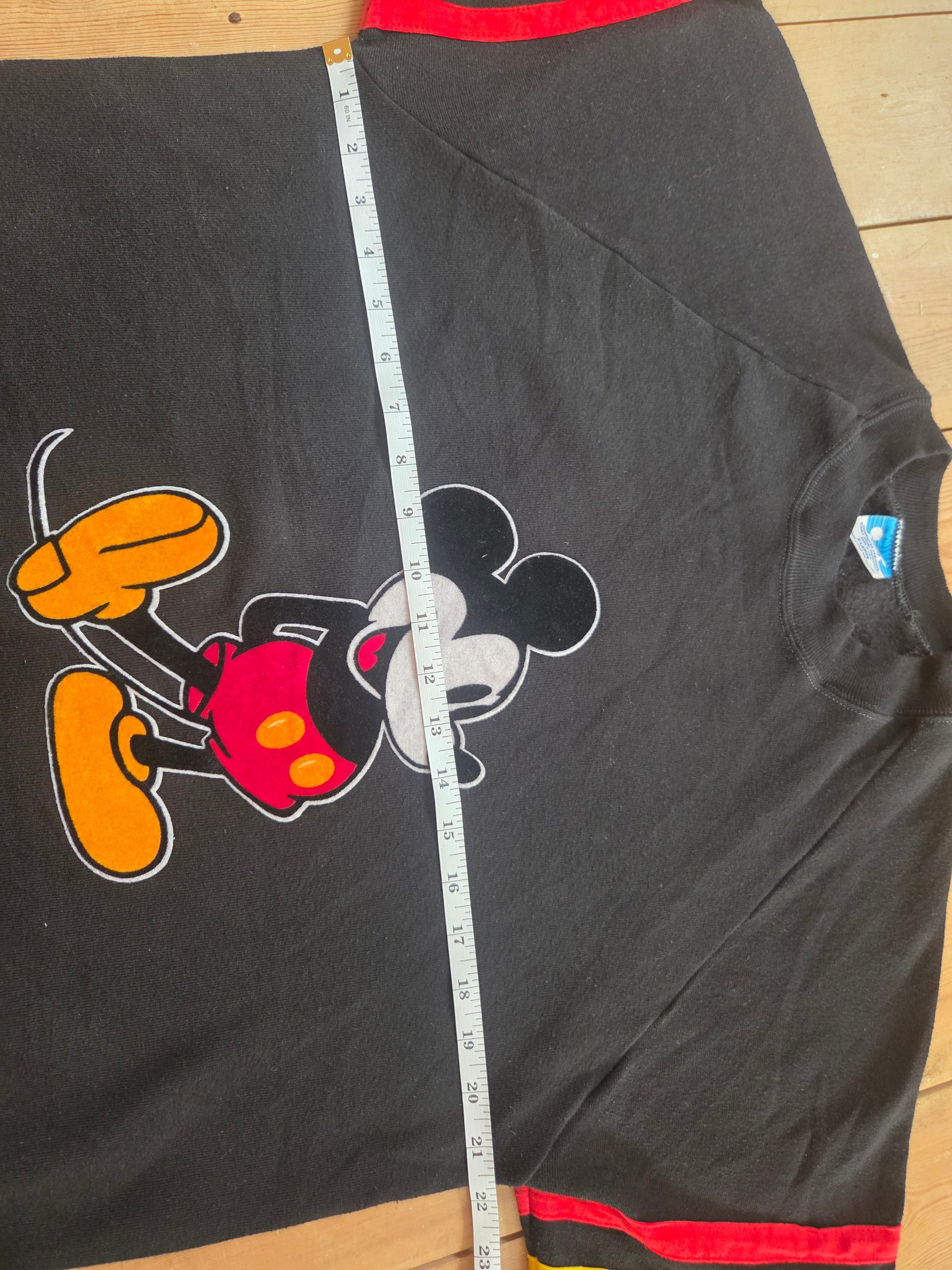 Vintage 80s Disney Mickey Mouse Felt Graphic Black Sweatshirt XL Made in USA image 4