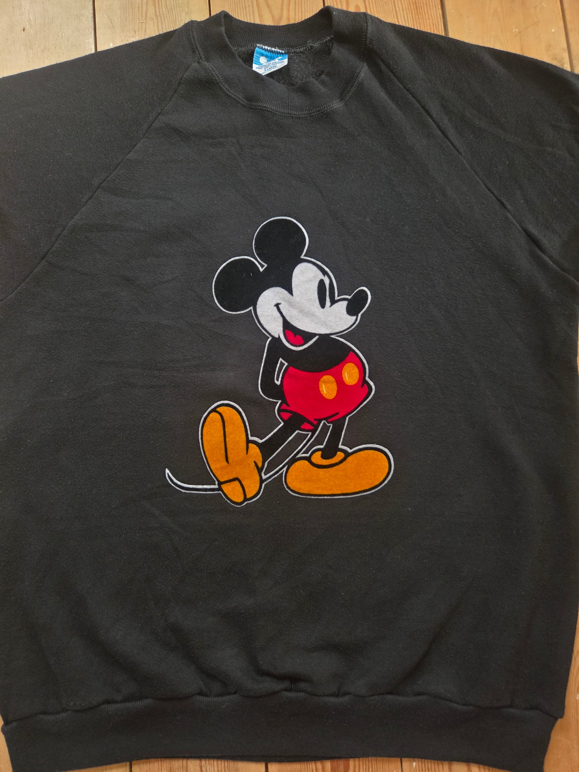 Vintage 80s Disney Mickey Mouse Felt Graphic Black Sweatshirt XL Made in USA image 8