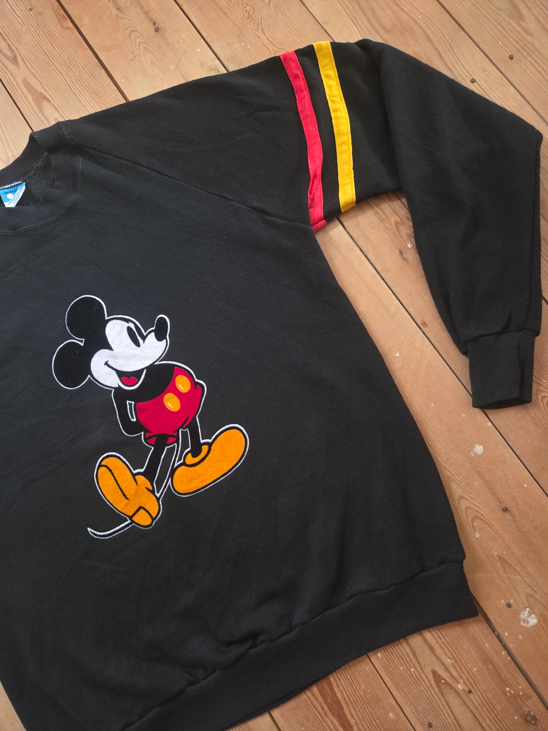 Vintage 80s Disney Mickey Mouse Felt Graphic Black Sweatshirt XL Made in USA image 9