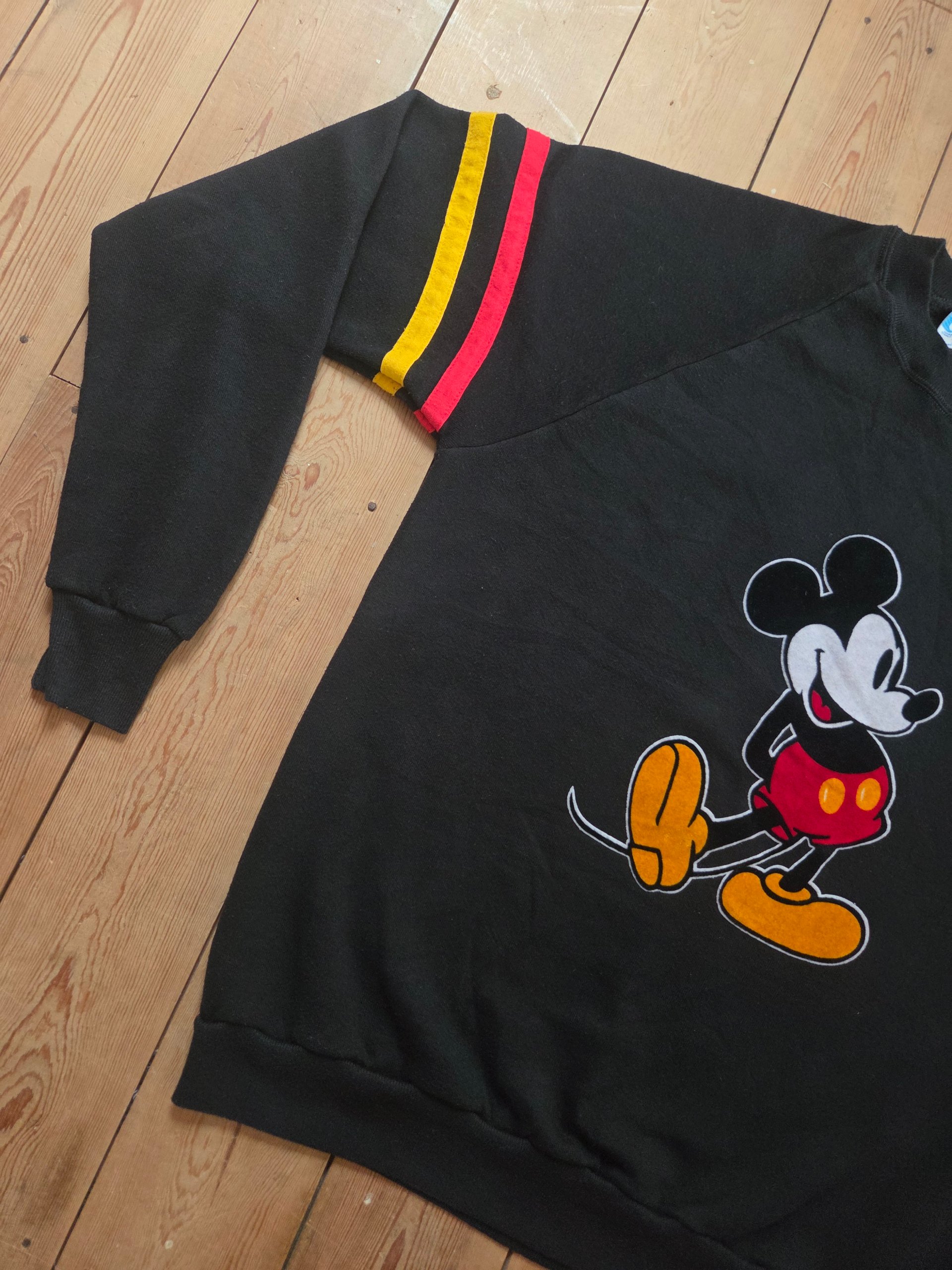 Vintage 80s Disney Mickey Mouse Felt Graphic Black Sweatshirt XL Made in USA image 10