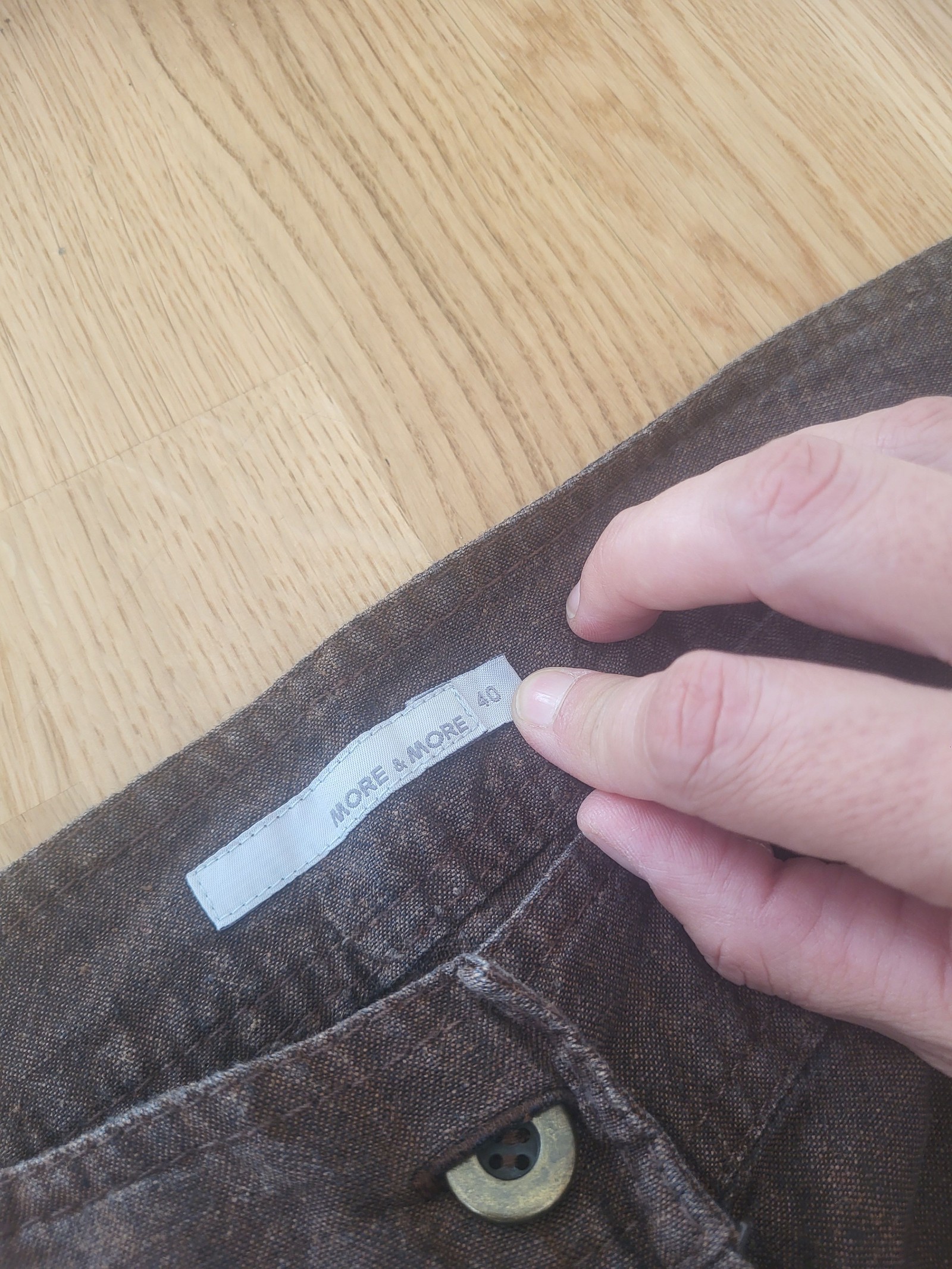 MORE & MORE Women Brown Cargo Linen Trousers Size US 12 image 2