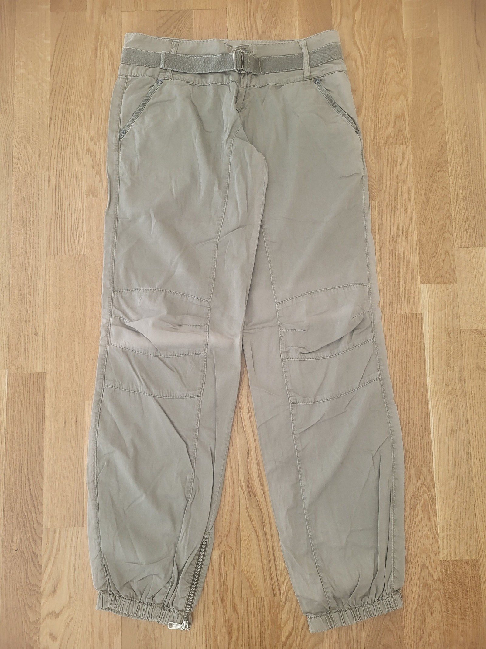 Liu Jo Women Cotton Cargo Pants W30 Belted Zippered Cuffs