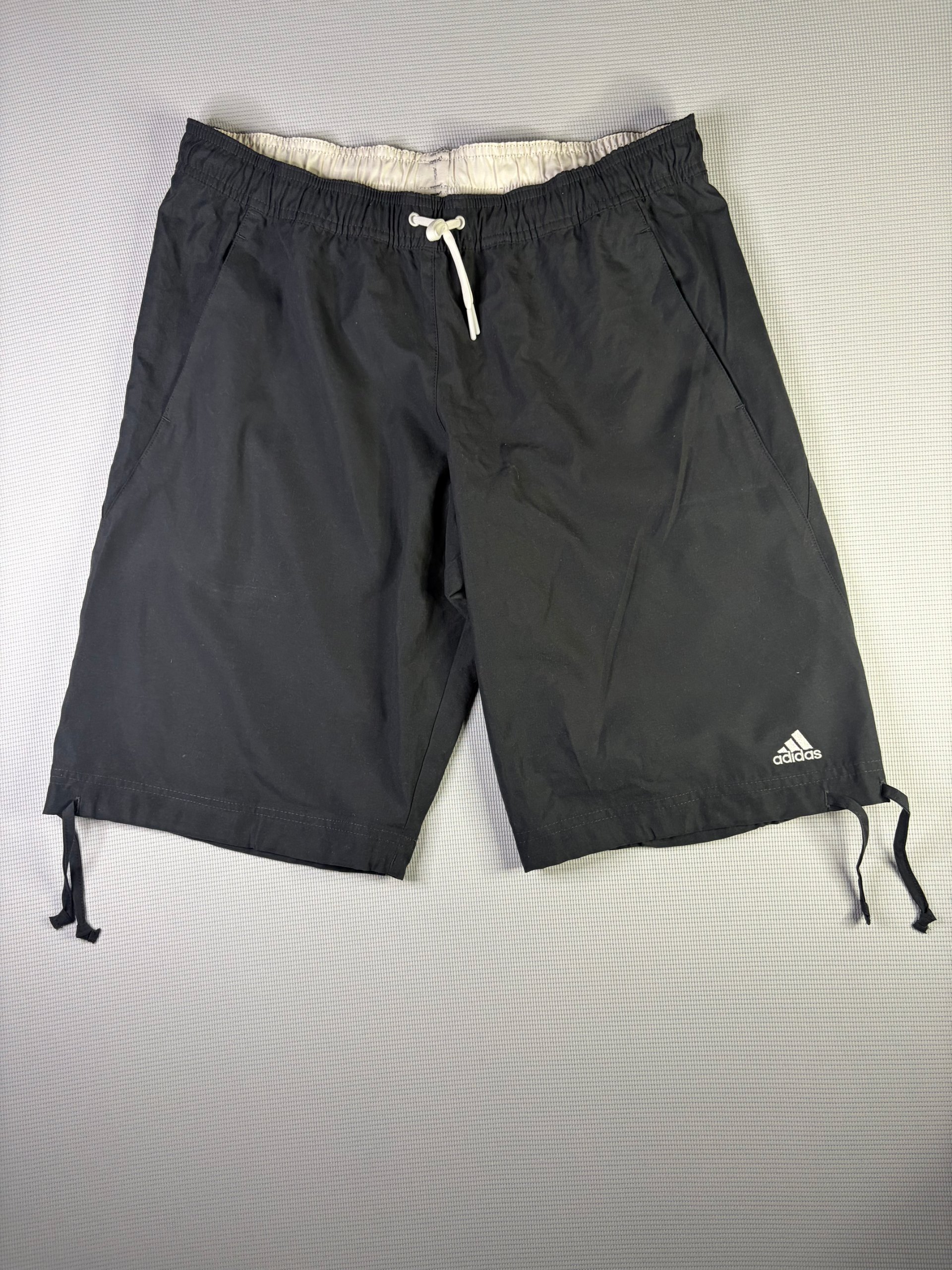 Adidas Swim Shorts Black Women's Size UK14 Cream Waist Drawcord Hem