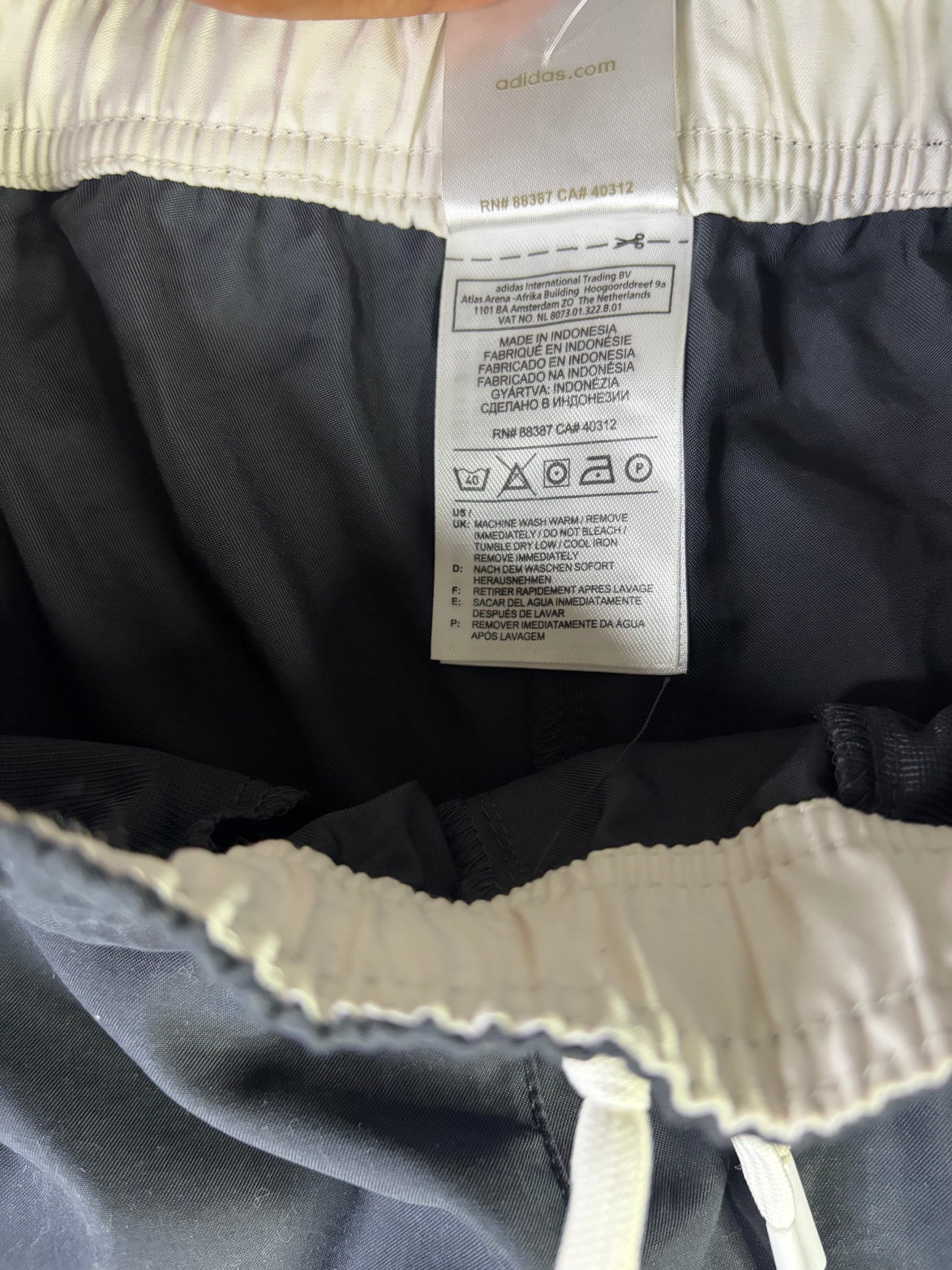 Adidas Swim Shorts Black Women's Size UK14 Cream Waist Drawcord Hem image 4