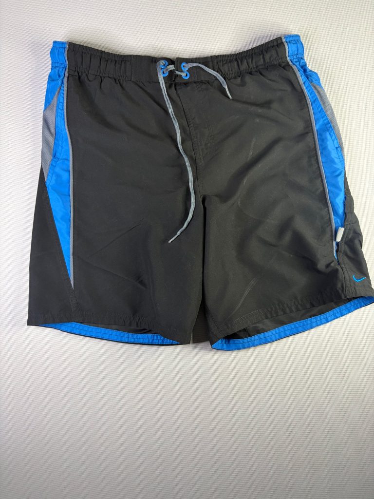 Nike Classic Swim Shorts Black Blue Size M Side Pocket