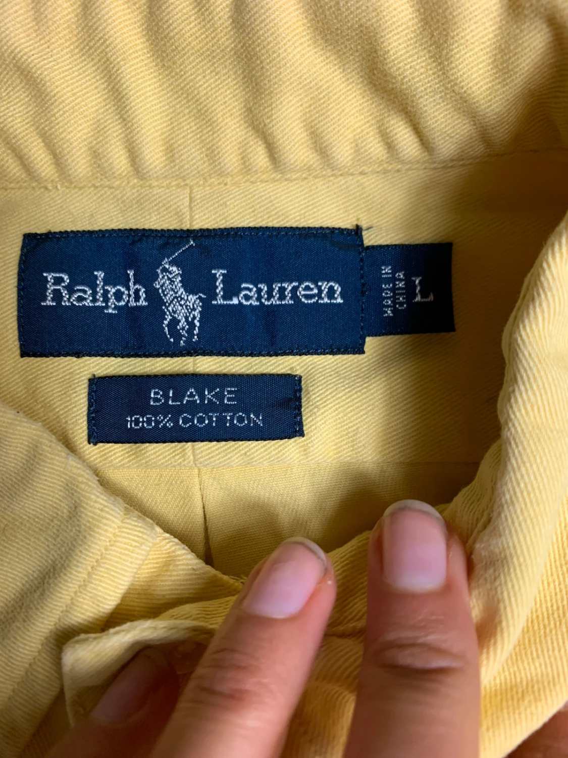 Ralph Lauren Blake Jaune Chemise Homme 100% Coton Manches Longues - taille Large image 3