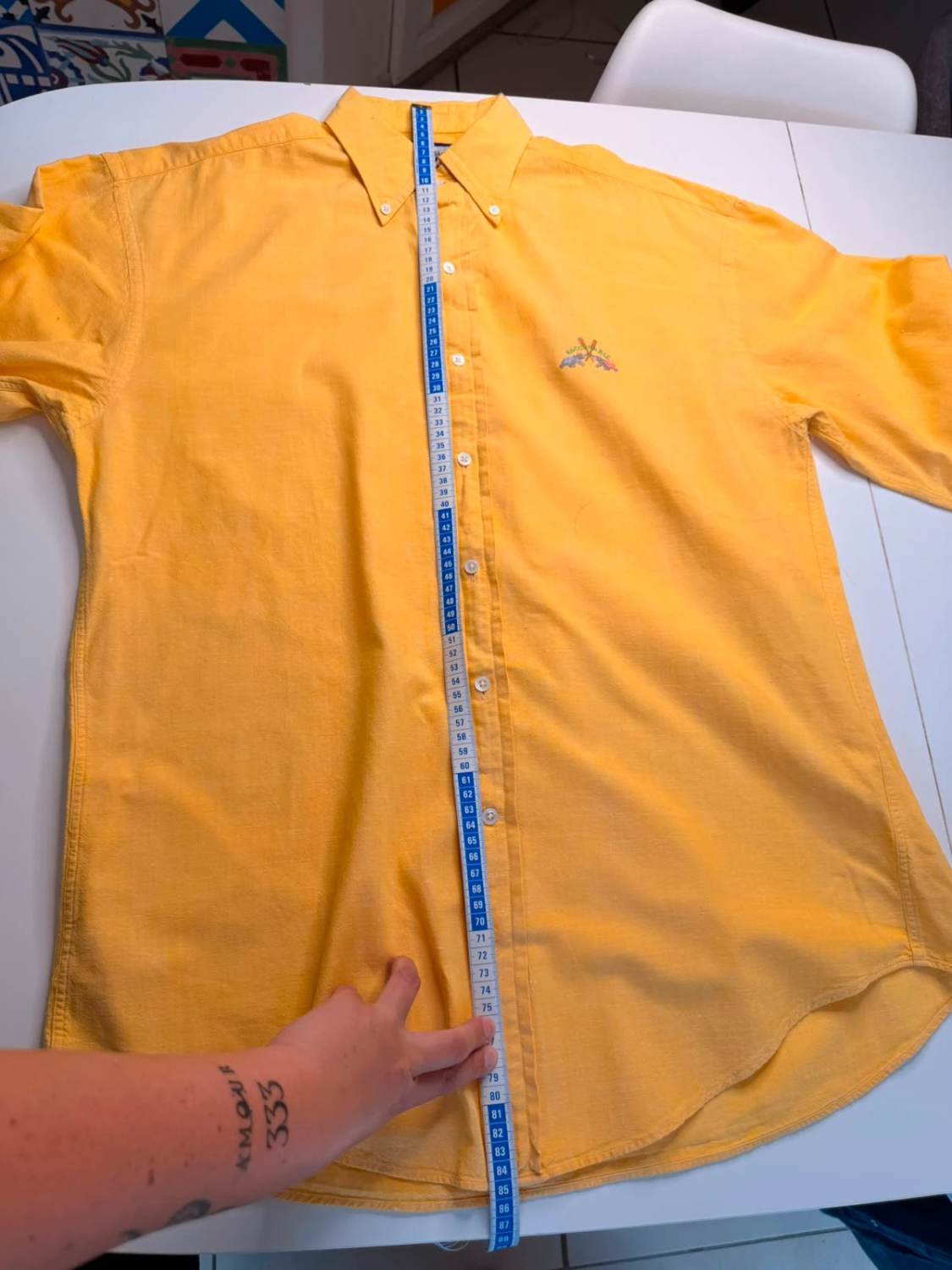 Chemise façonnable orange manches longues broderie vintage - taille M image 3