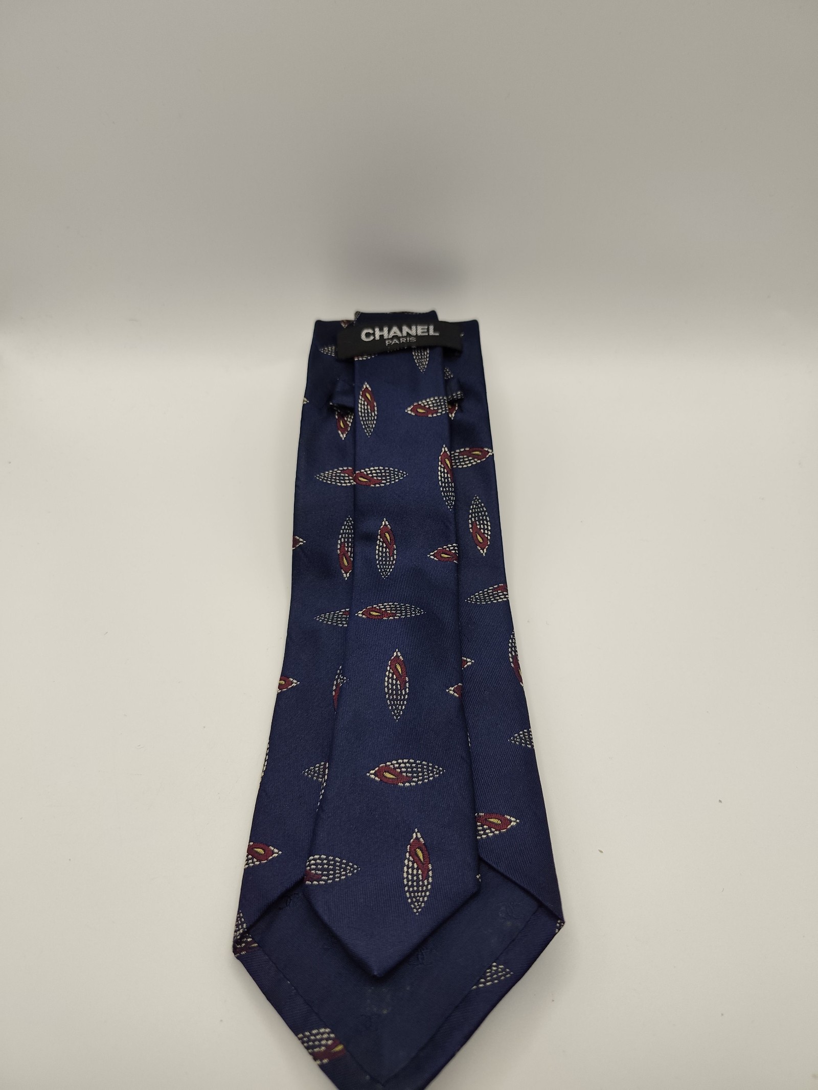 Chanel Men's Blue & Red Patterned Silk Tie