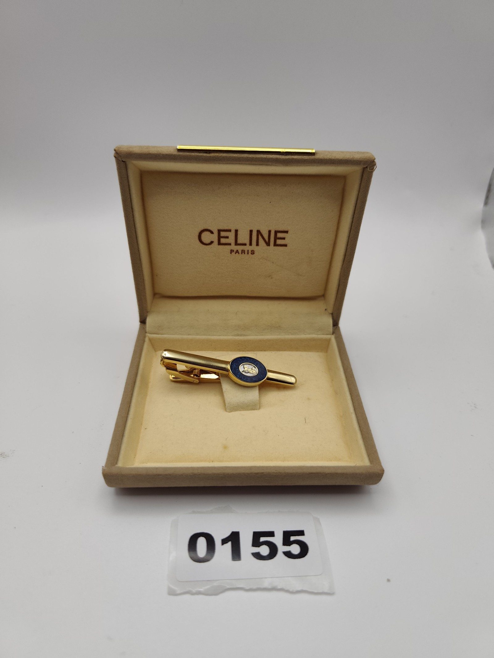 Celine Men's Gold & Blue Enamel Tie Clip