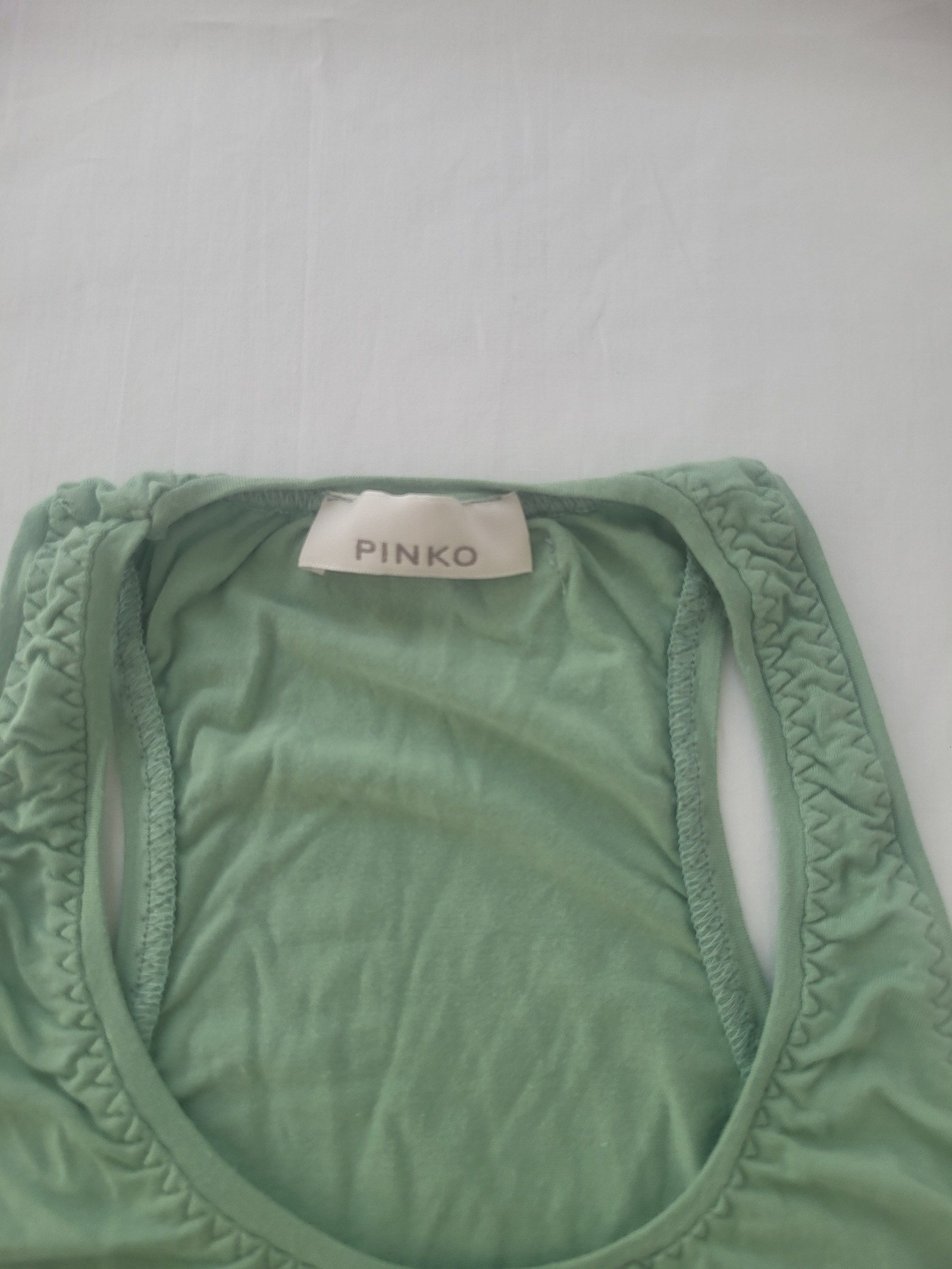 Pinko Women Green Cotton Blend Racebak Tank Top Size Medium image 2