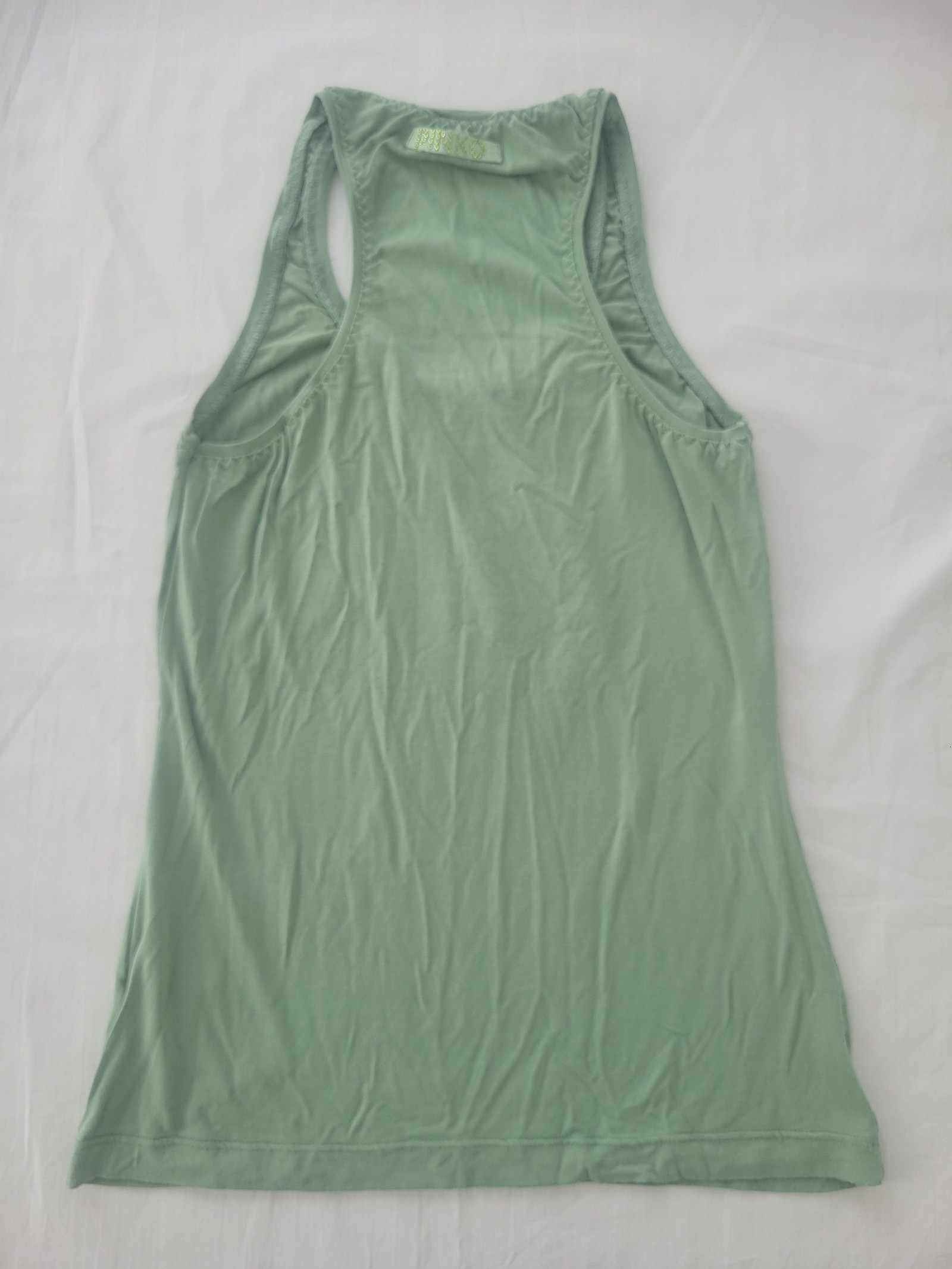 Pinko Women Green Cotton Blend Racebak Tank Top Size Medium image 4