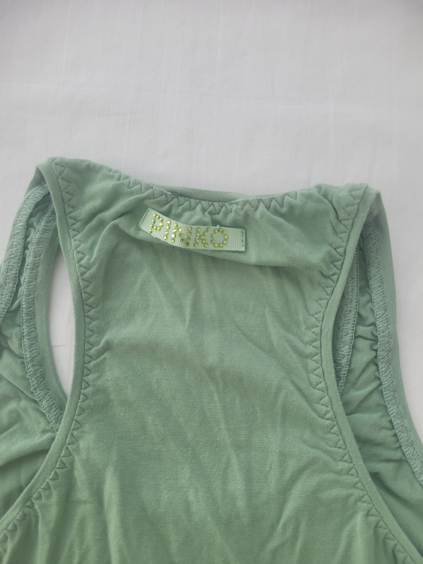 Pinko Women Green Cotton Blend Racebak Tank Top Size Medium image 5