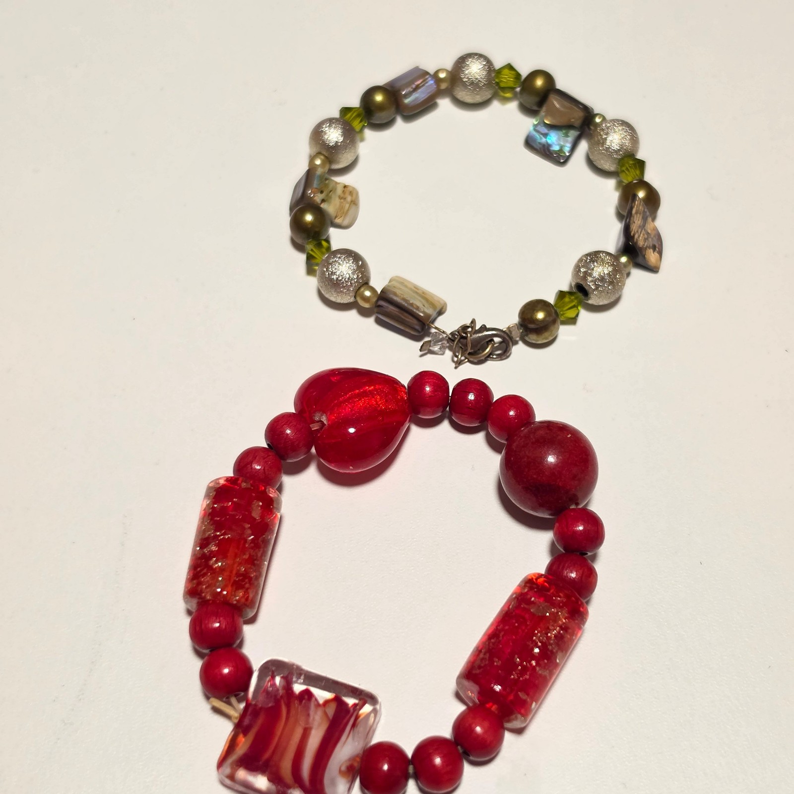 Handmade Red & Multi Colour Glass Beaded Bracelets Set. B4 image 2