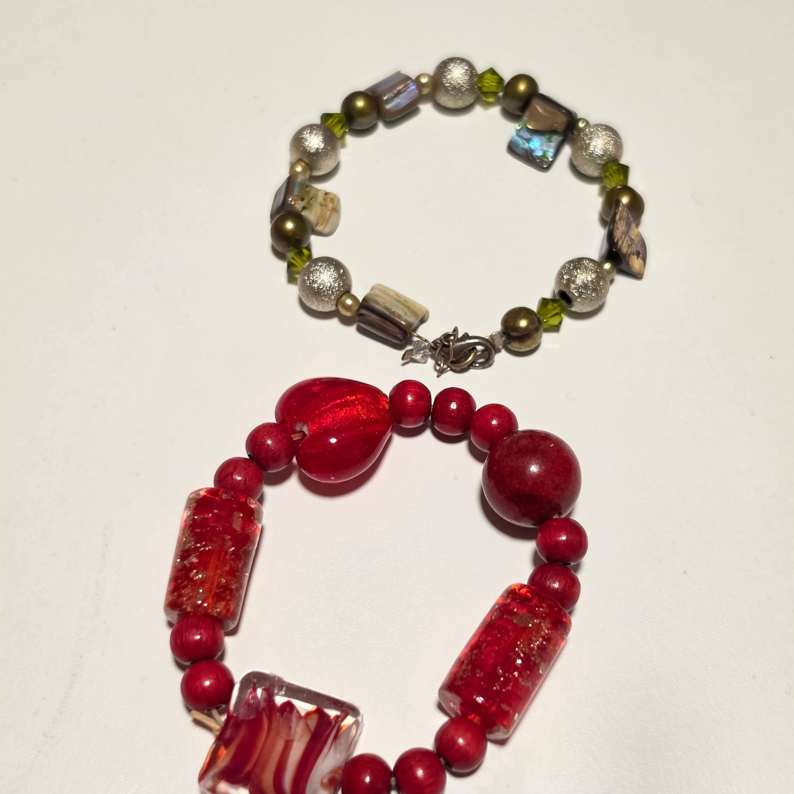 Handmade Red & Multi Colour Glass Beaded Bracelets Set. B4 image 3