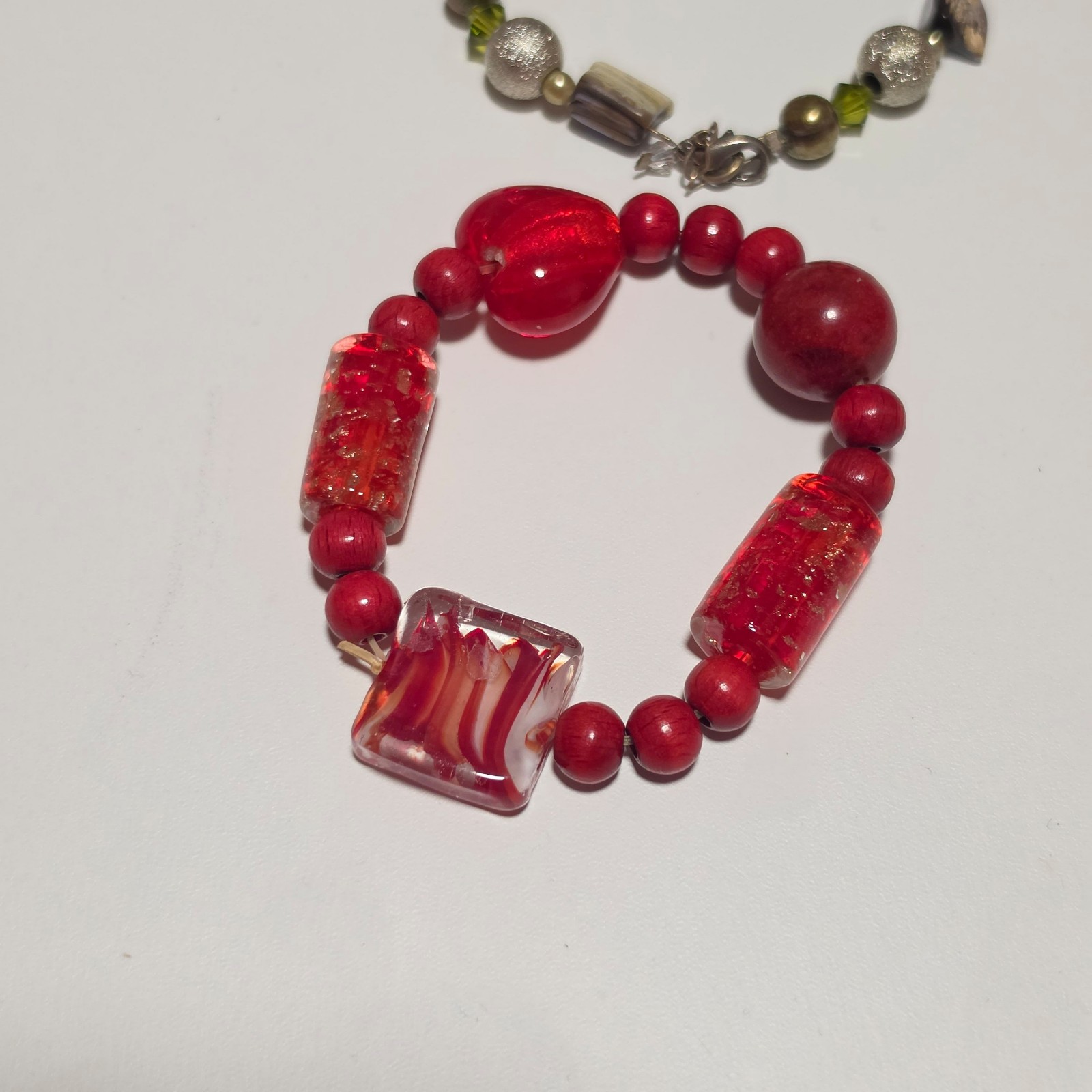 Handmade Red & Multi Colour Glass Beaded Bracelets Set. B4 image 4