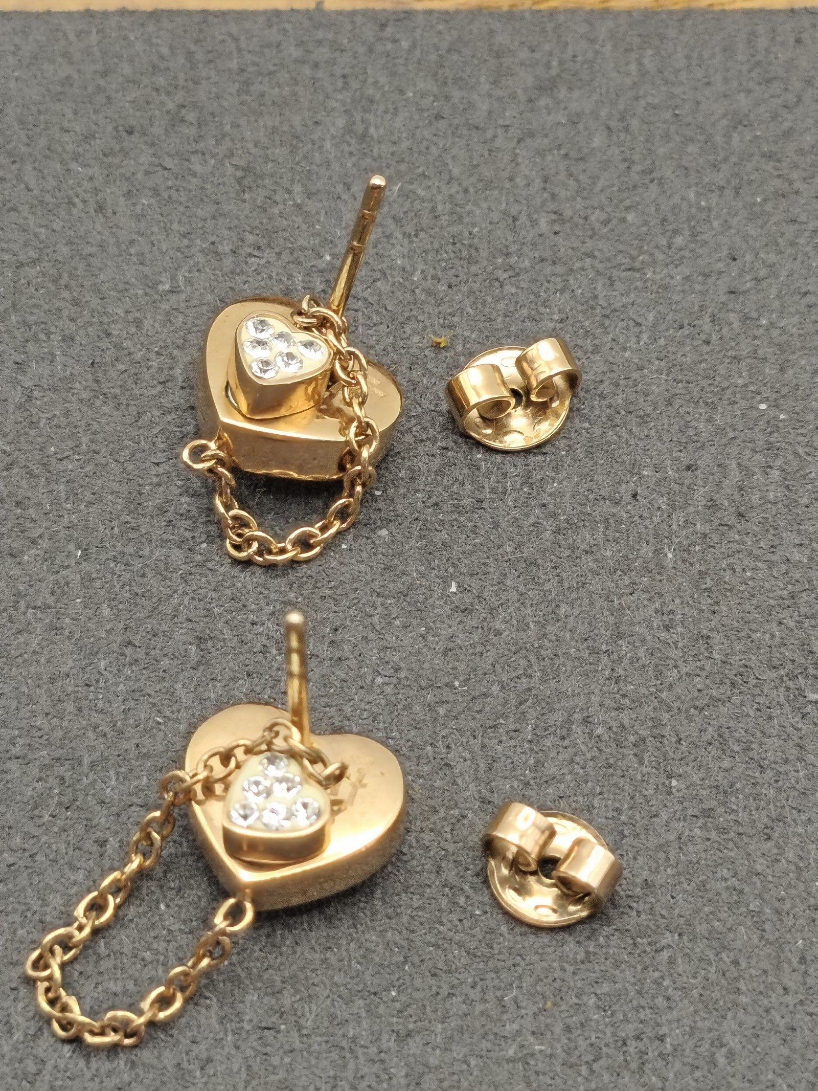 Folli Follie Rose Gold tone Crystal Heart Stud Earrings image 6