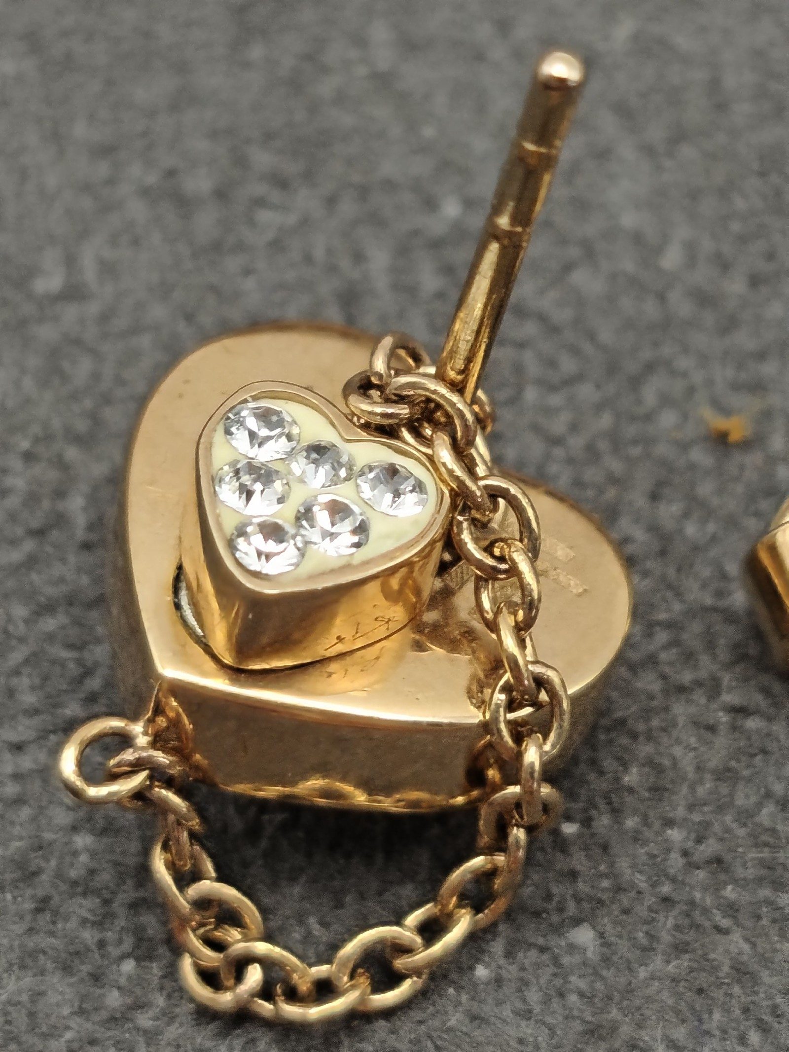 Folli Follie Rose Gold tone Crystal Heart Stud Earrings image 7