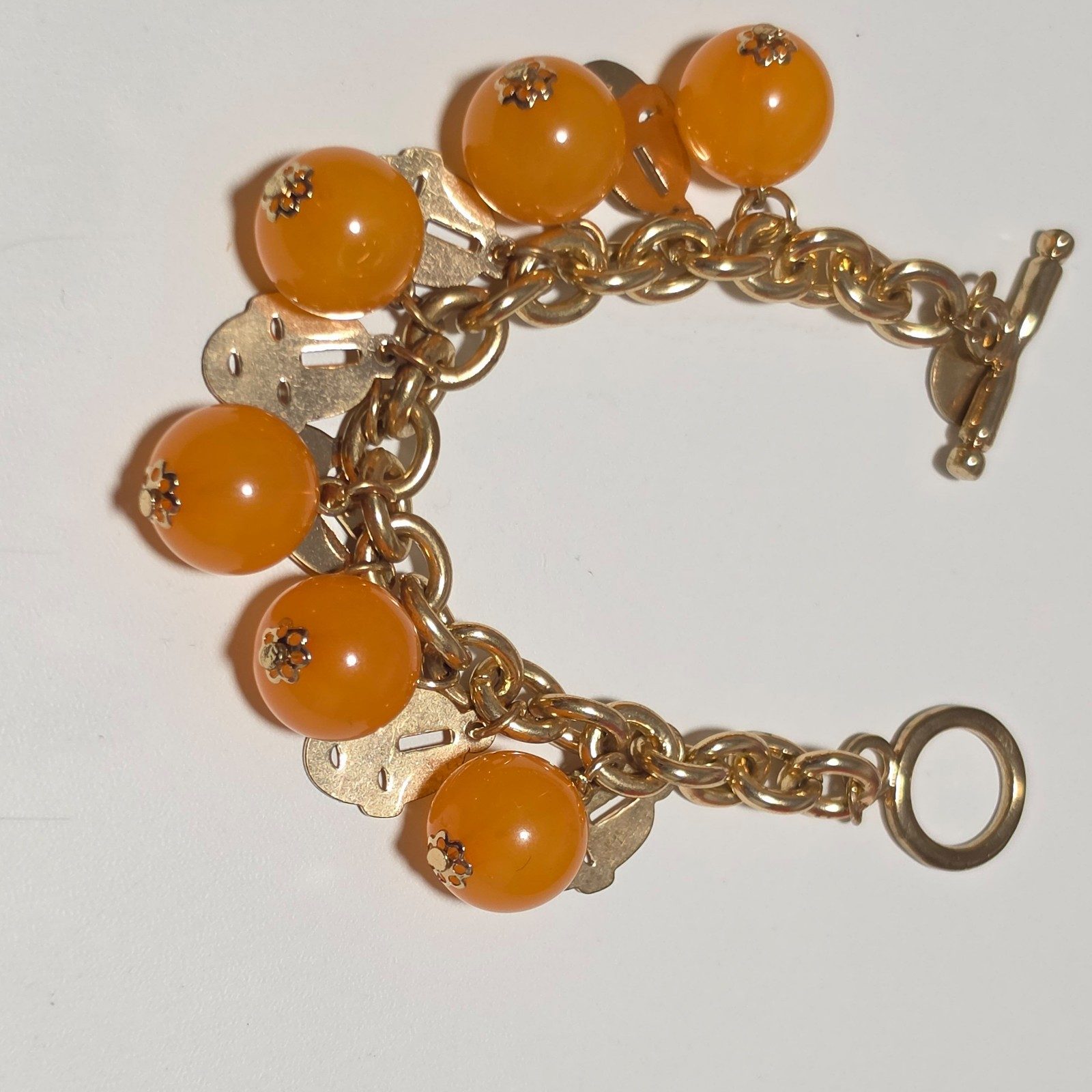 Karen walker Orange Beaded Charm Bracelet.b4