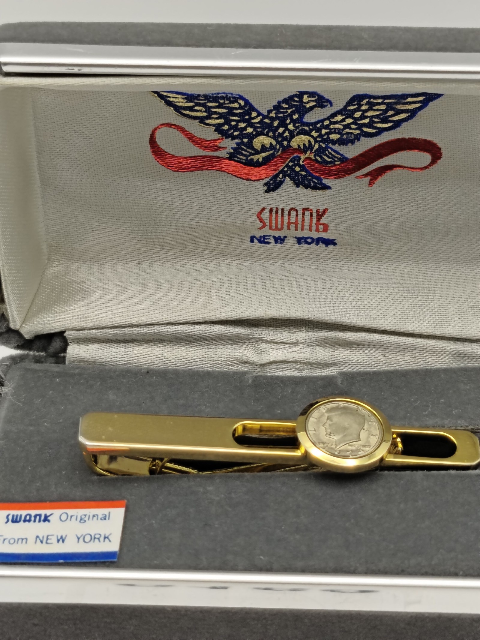Swank Gold Tone Tie Clip with Coin Design Other image 2