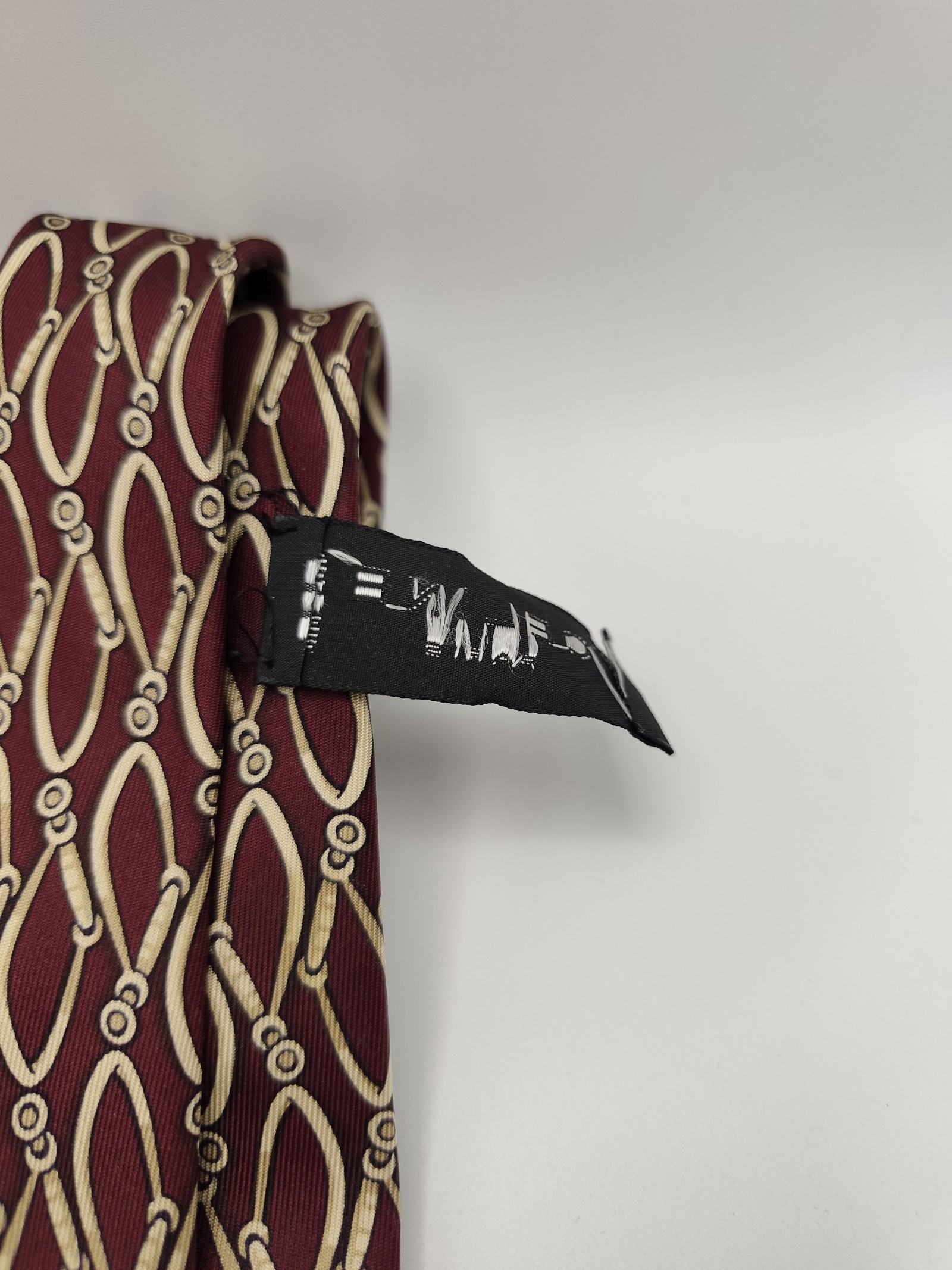 Celine Men Burgundy & Cream Silk Tie image 4