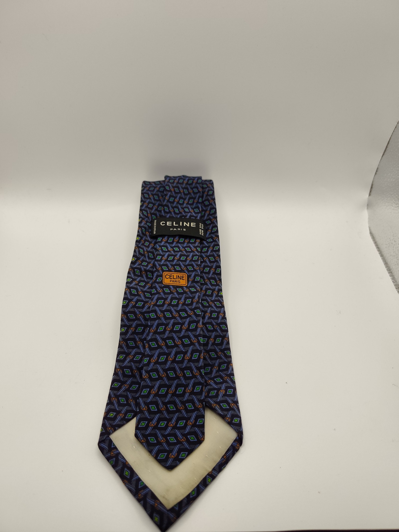 Celine Men's Blue Patterned Pure Silk Tie Other