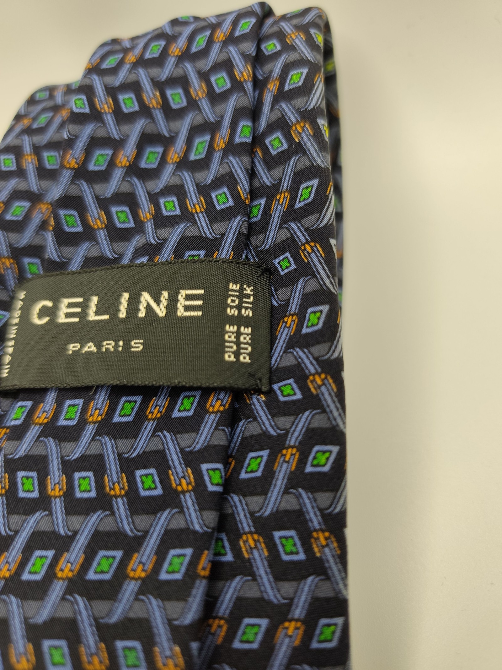 Celine Men's Blue Patterned Pure Silk Tie Other image 4