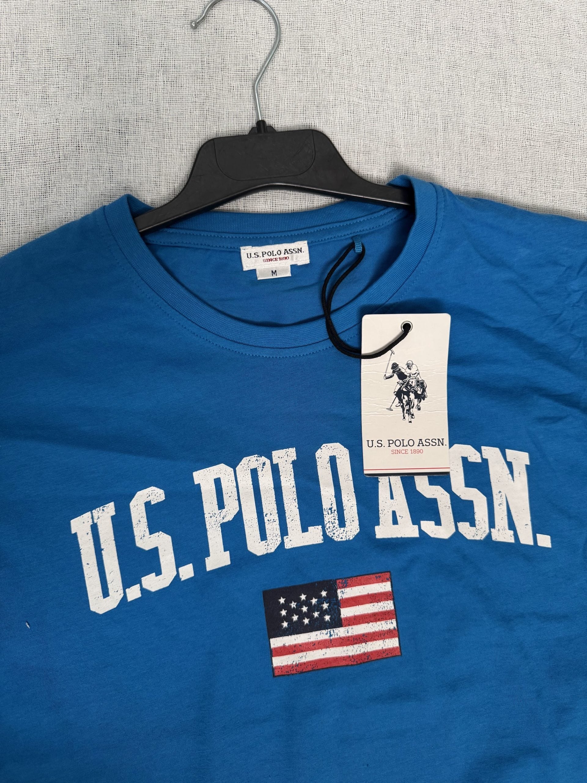 Camiseta U.S. Polo Assn. hombre – Azul royal, logo bandera USA, talla M, nueva image 2