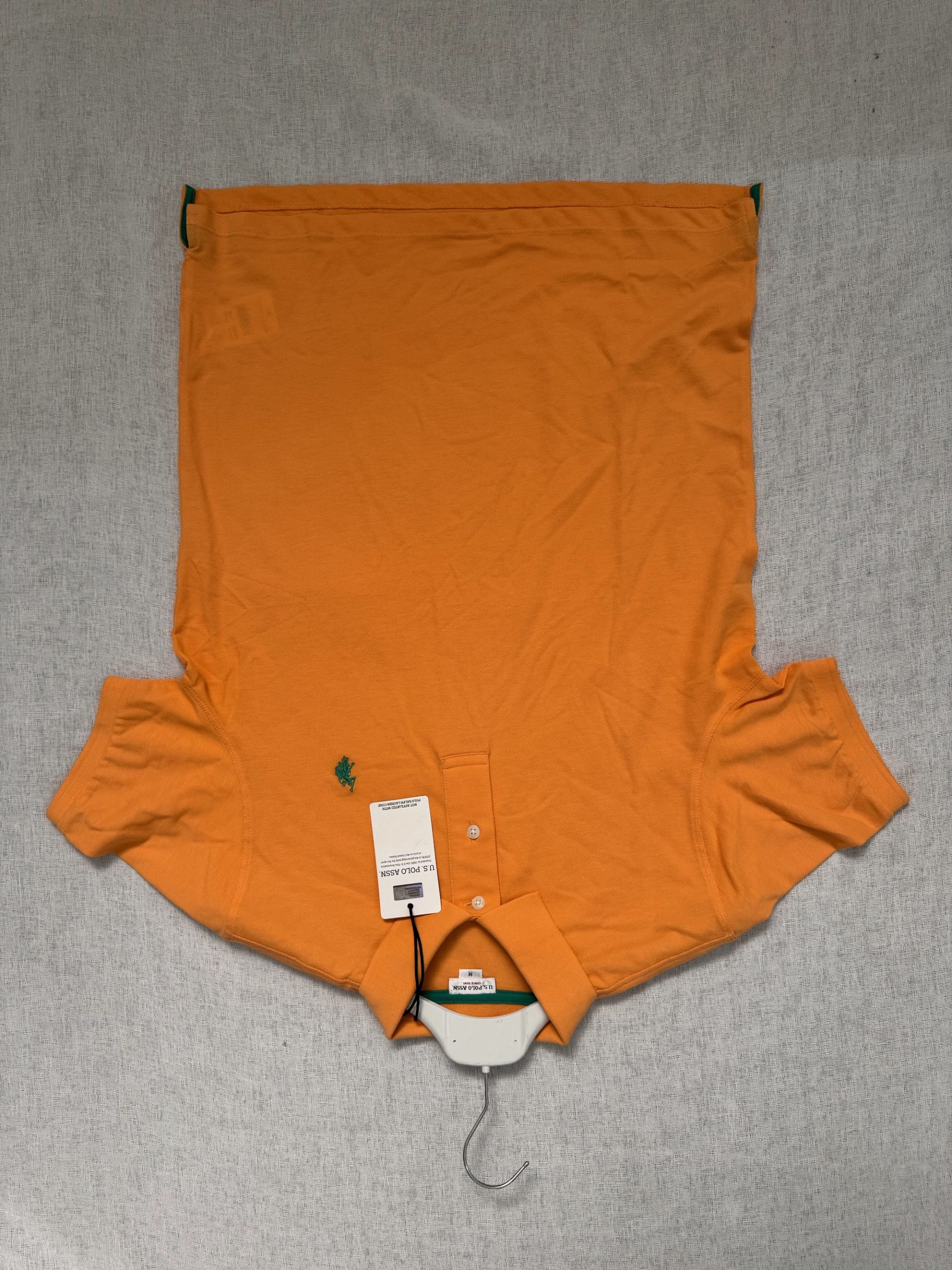 Polo piqué algodón U.S. Polo Assn. hombre – Naranja mandarina, talla M, nuevo